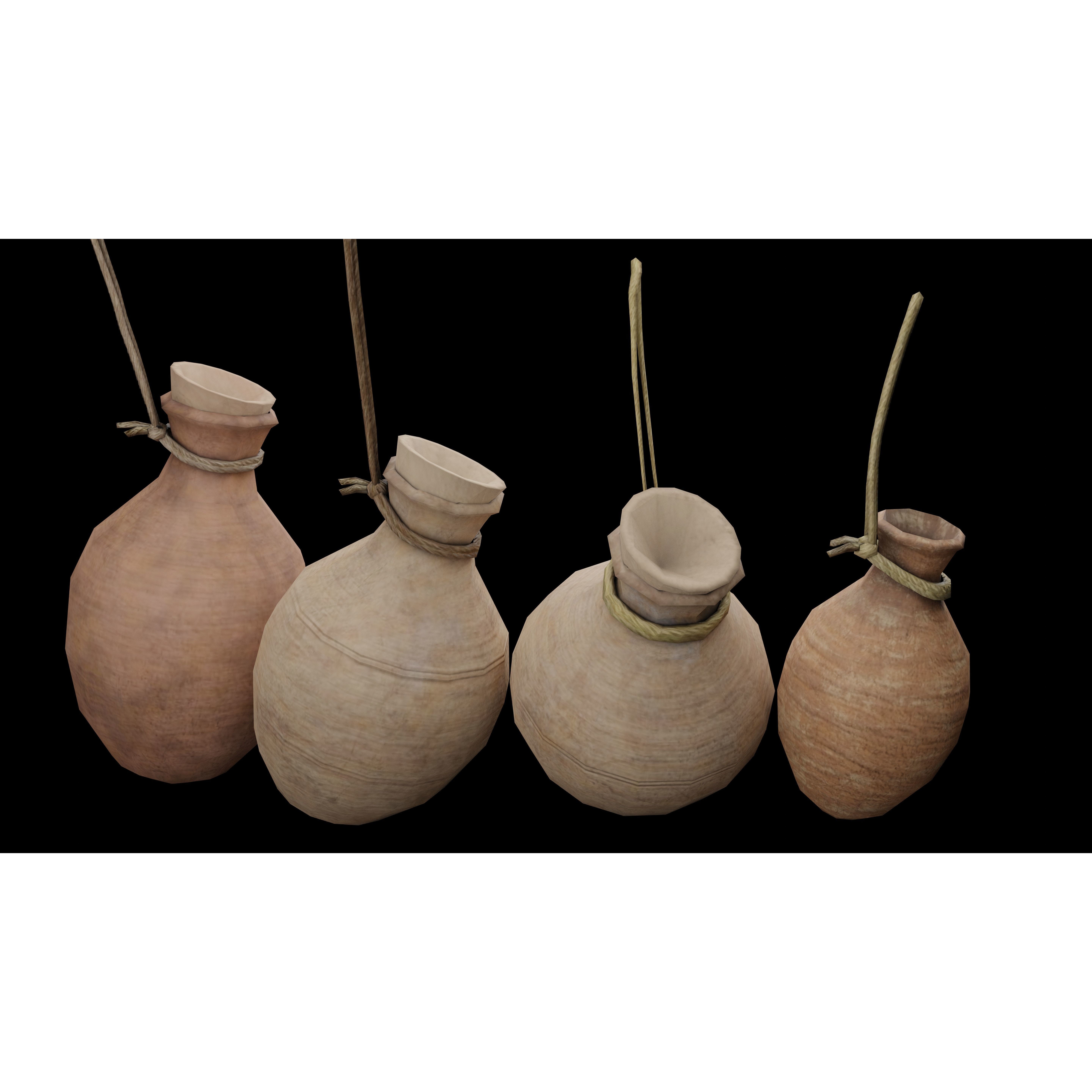 Clay Jars and Hanging Jugs Pack - Low-Poly Game-Ready 3D Model - View 31