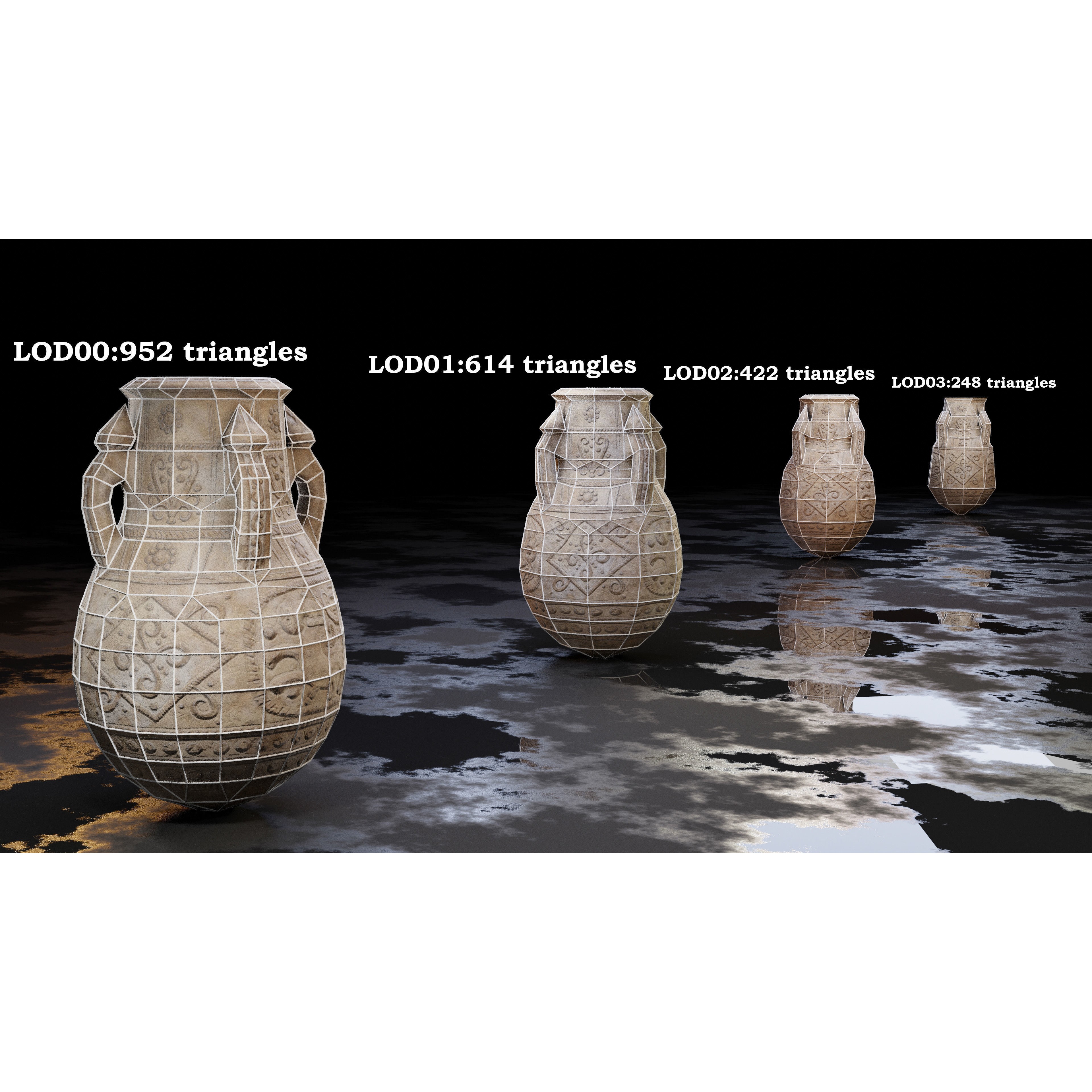Clay Jars and Hanging Jugs Pack - Low-Poly Game-Ready 3D Model - View 8