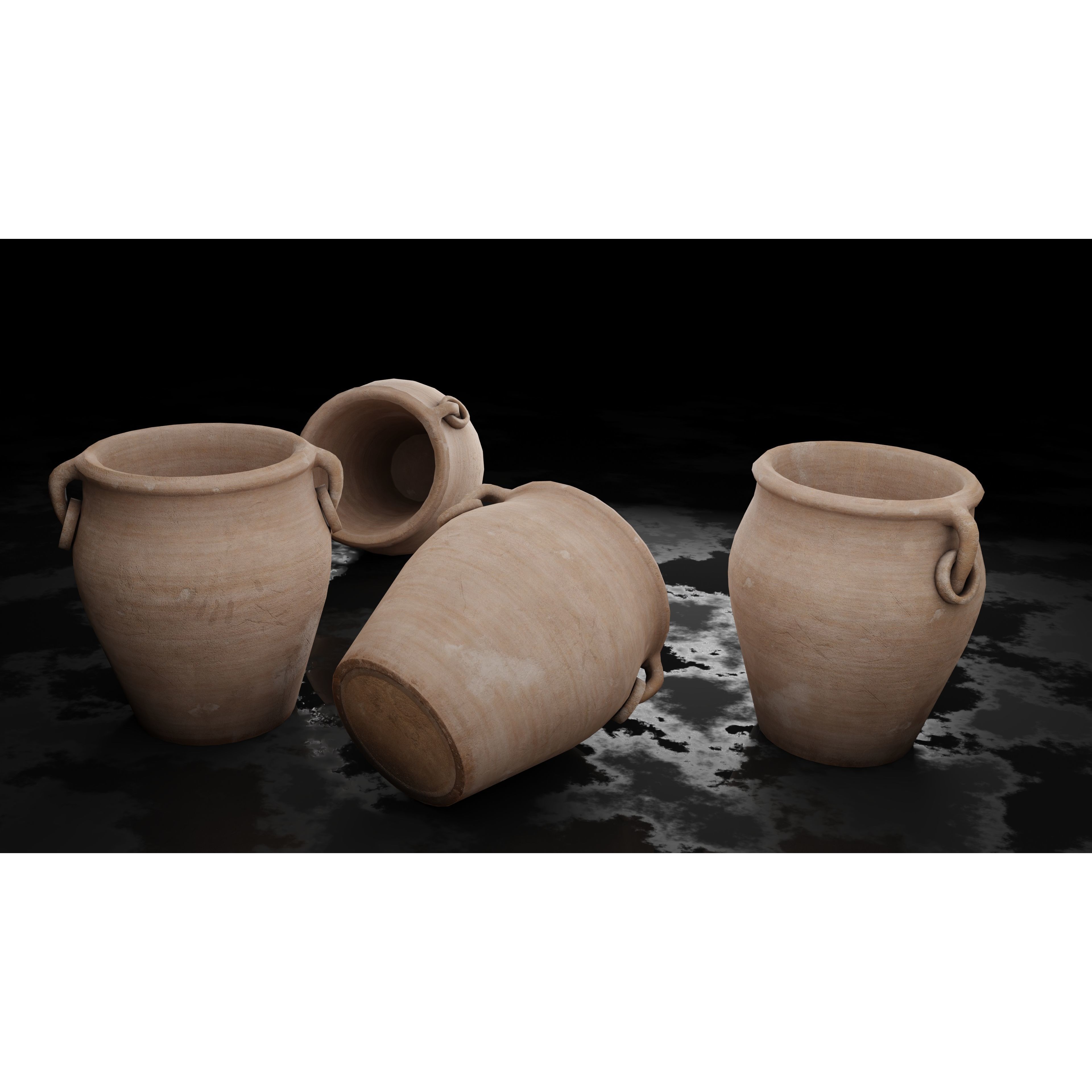 Clay Jars and Hanging Jugs Pack - Low-Poly Game-Ready 3D Model - View 9