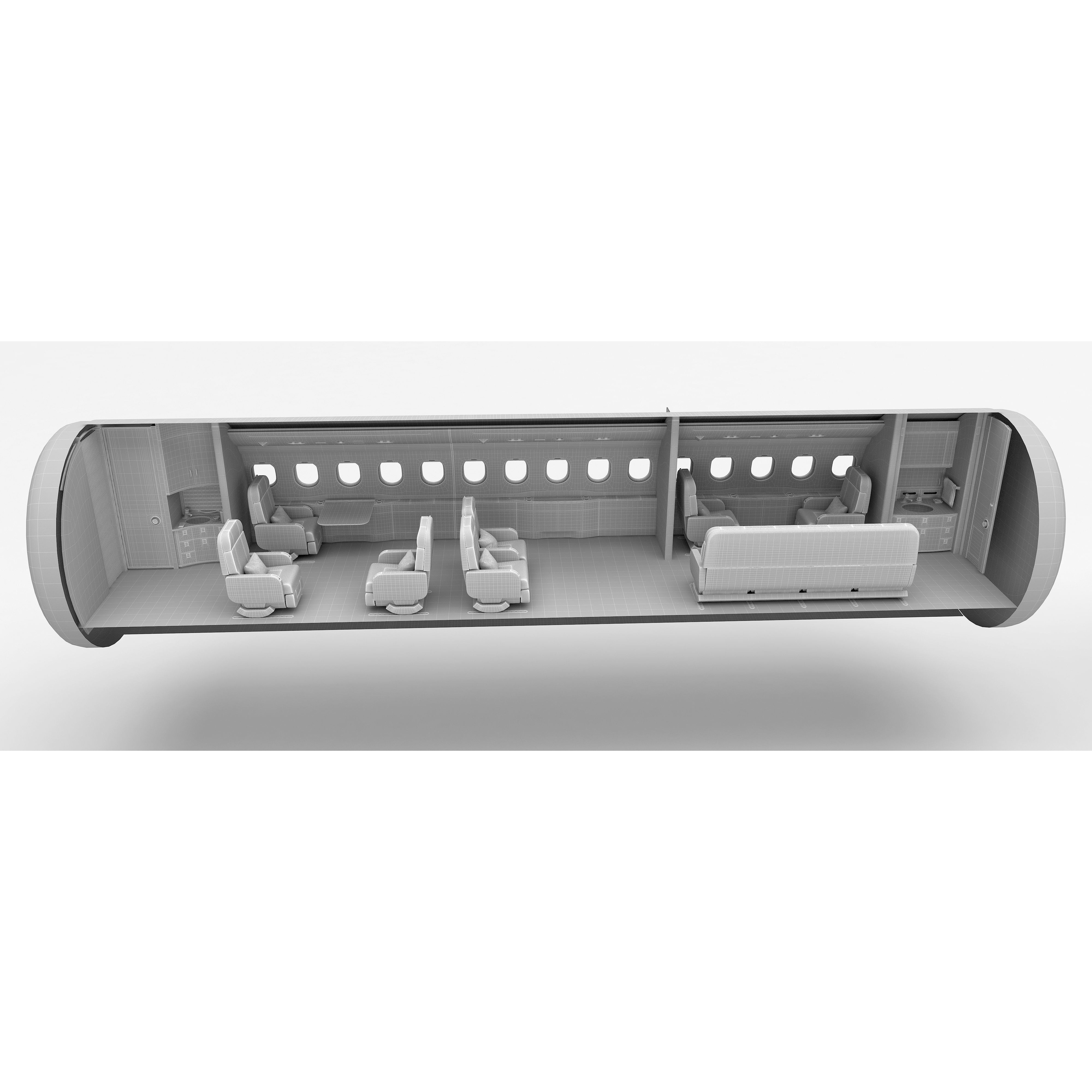 Falcon 2000LXS Interior - Game-Ready 3D Model - View 5