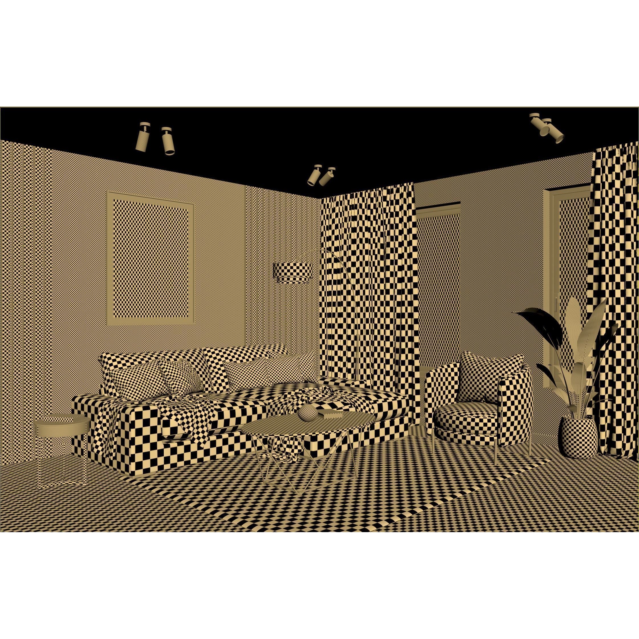 Interior Scene Living Room 01 - Game-Ready 3D Model