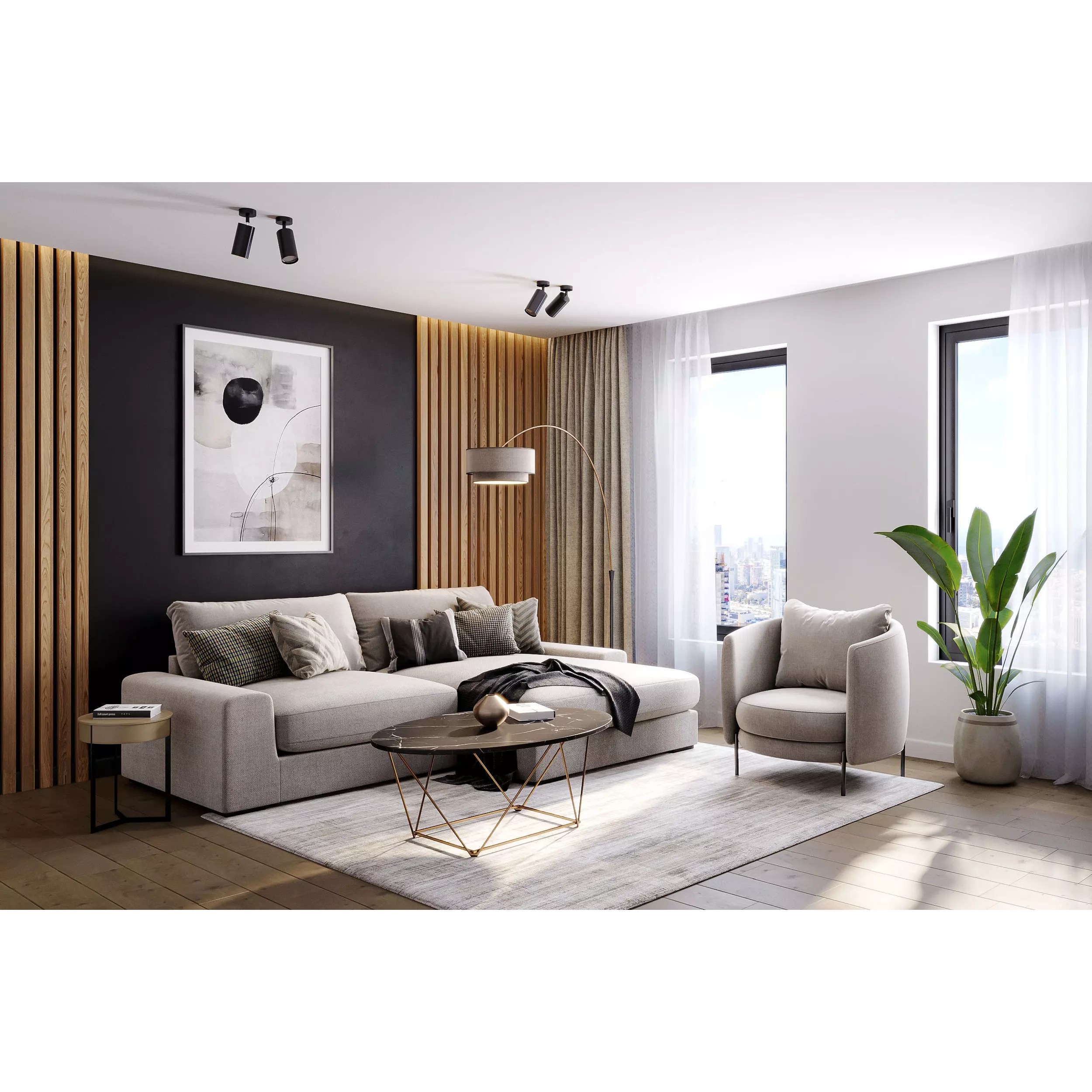 Interior Scene Living Room 01 - Game-Ready 3D Model - View 2