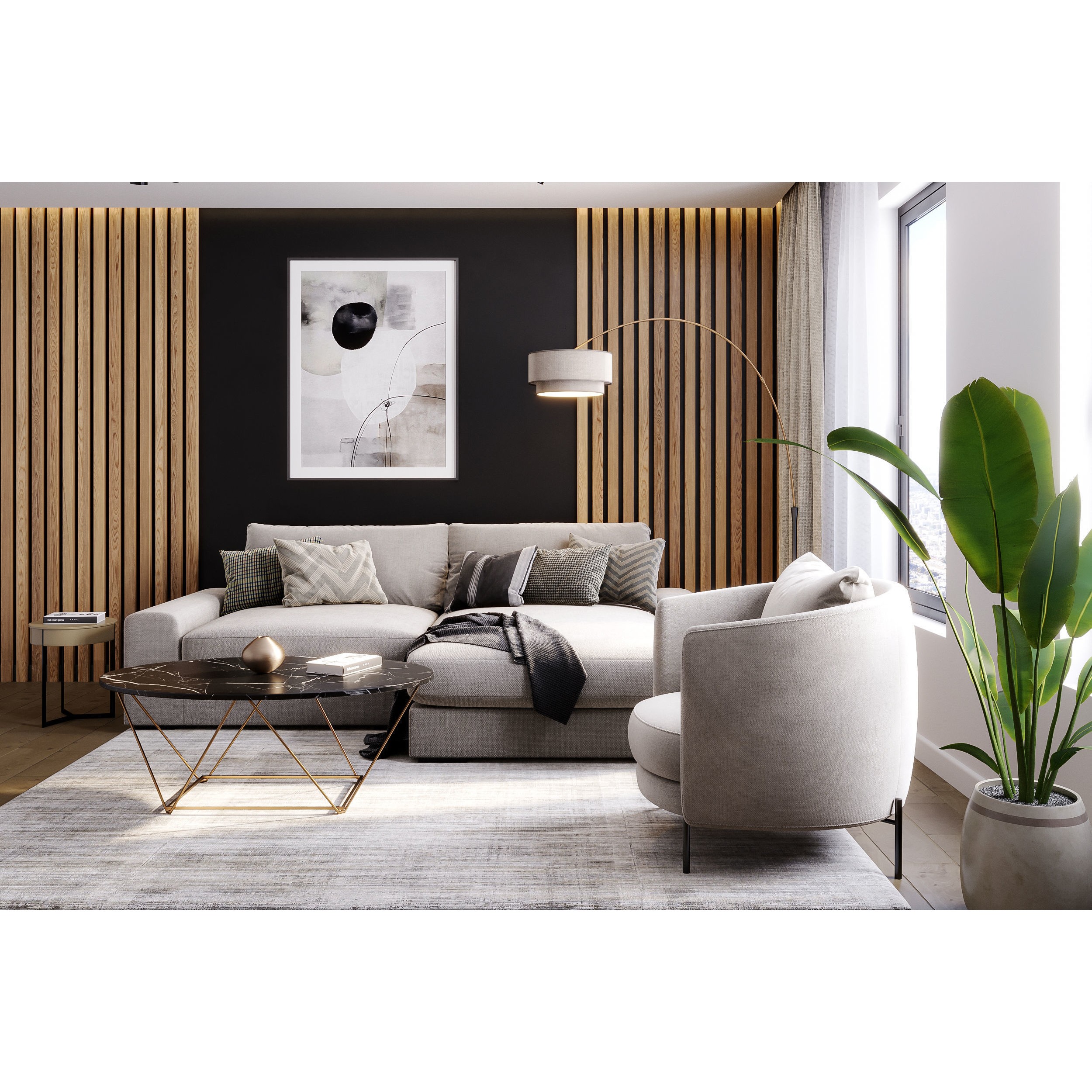 Interior Scene Living Room 01 - Game-Ready 3D Model - View 3