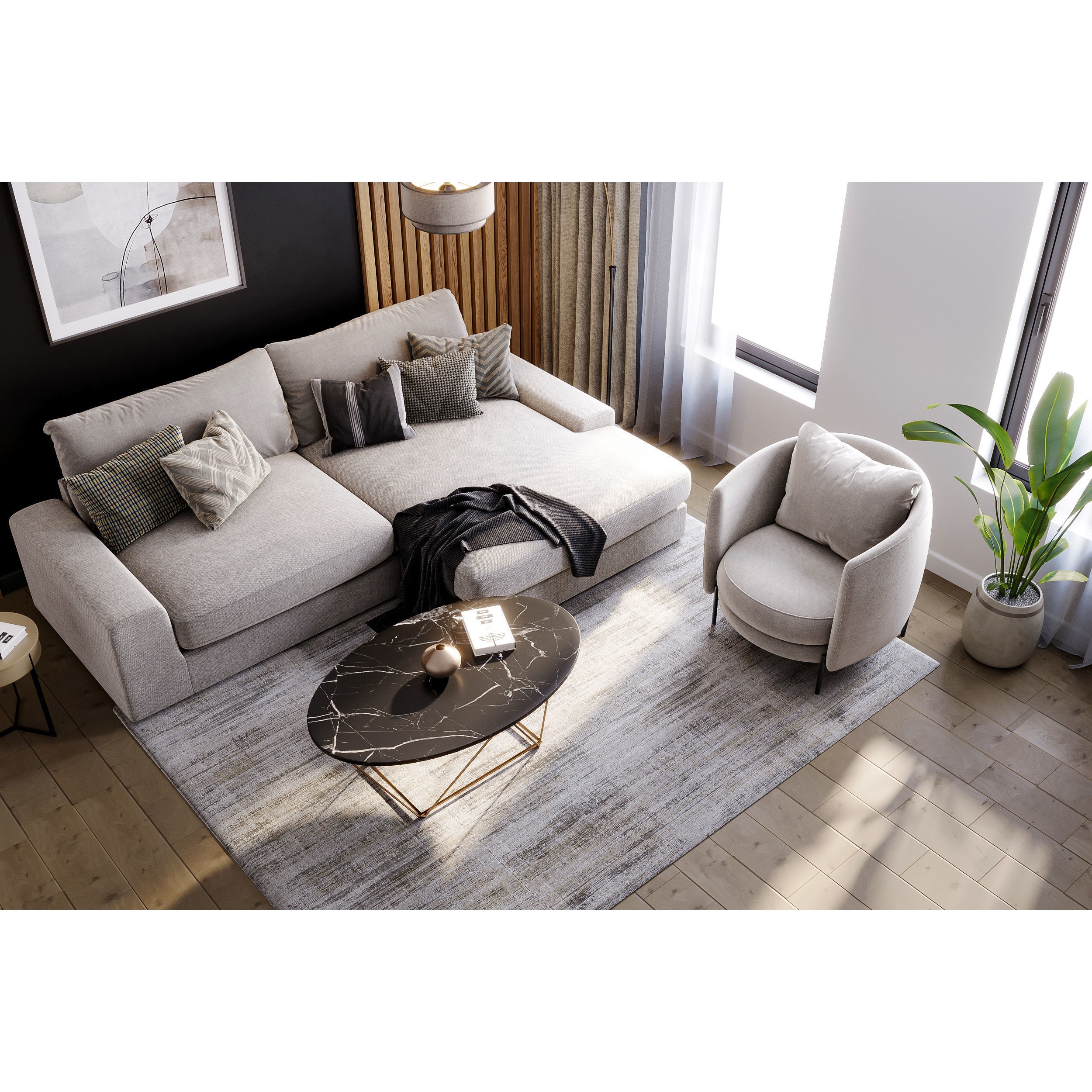 Interior Scene Living Room 01 - Game-Ready 3D Model - View 6