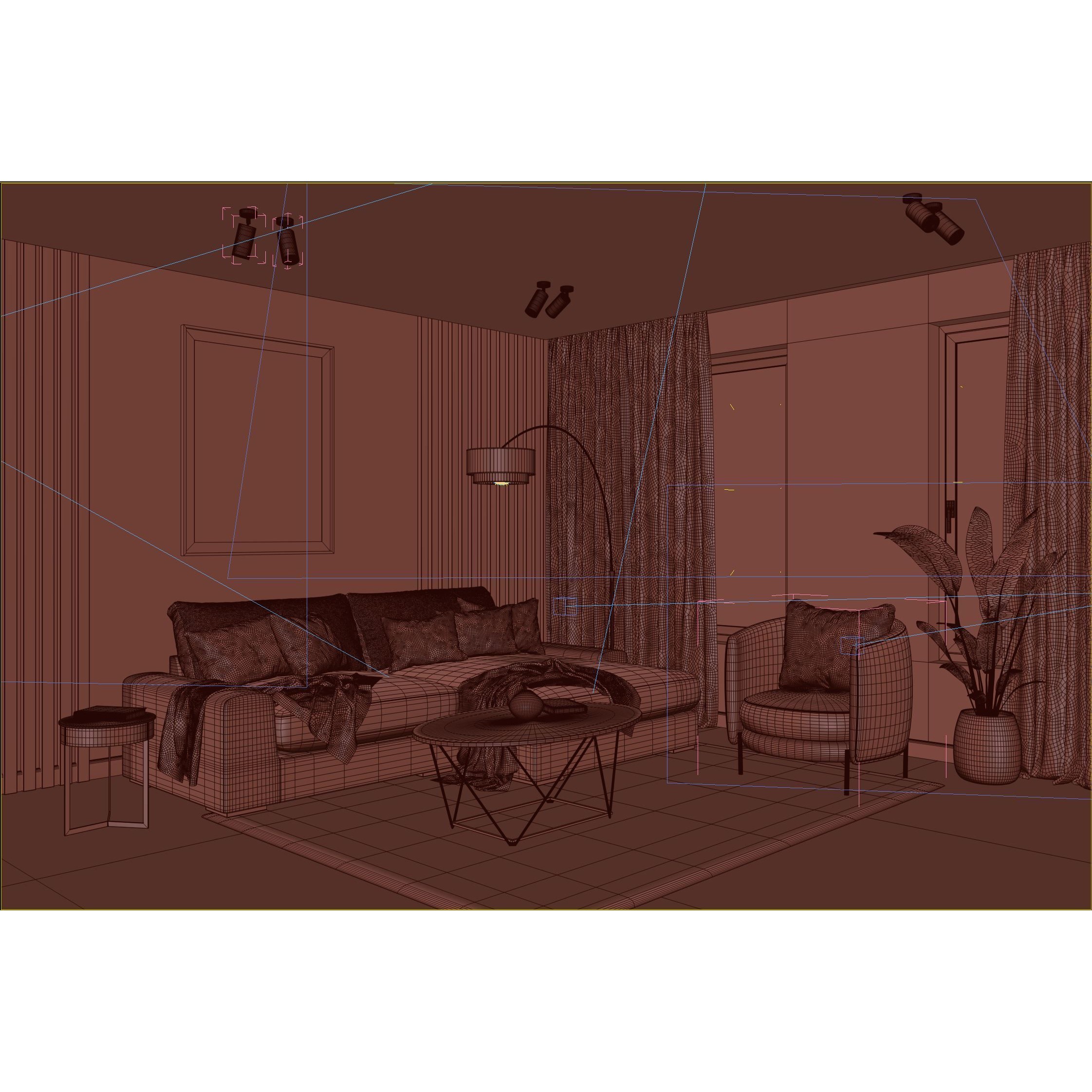 Interior Scene Living Room 01 - Game-Ready 3D Model - View 9