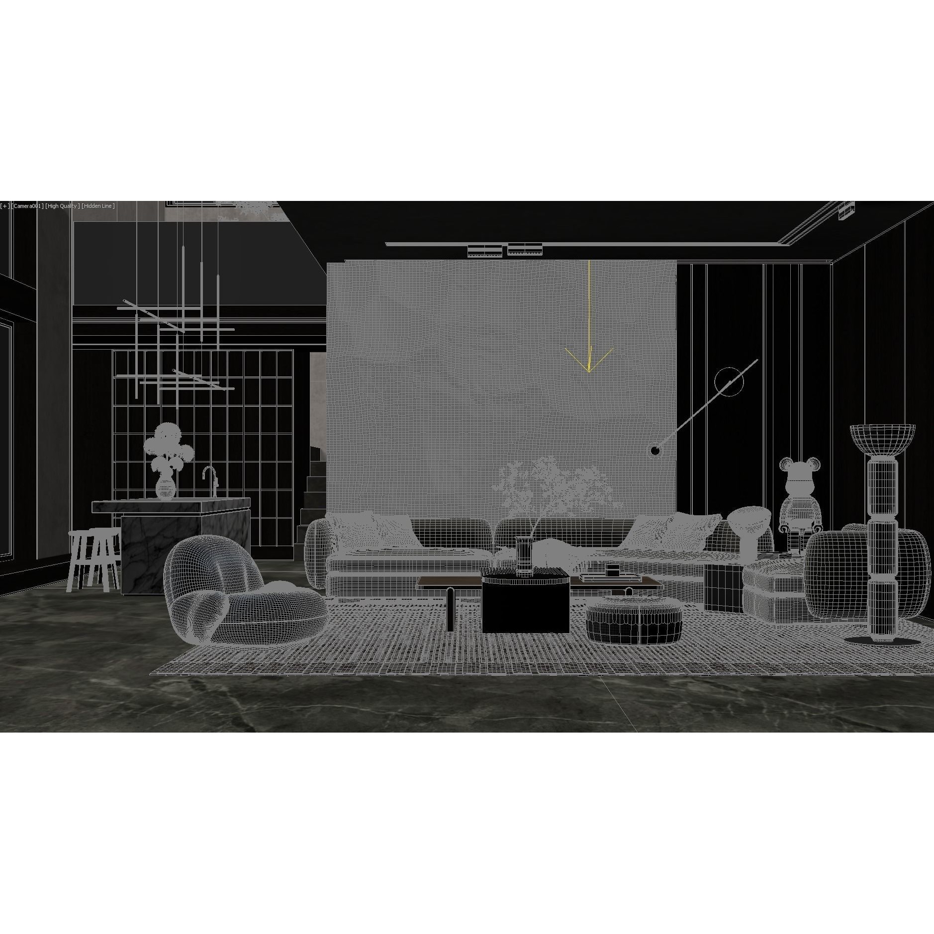 Modern Living Room Interior Scene - Game-Ready 3D Model - View 4