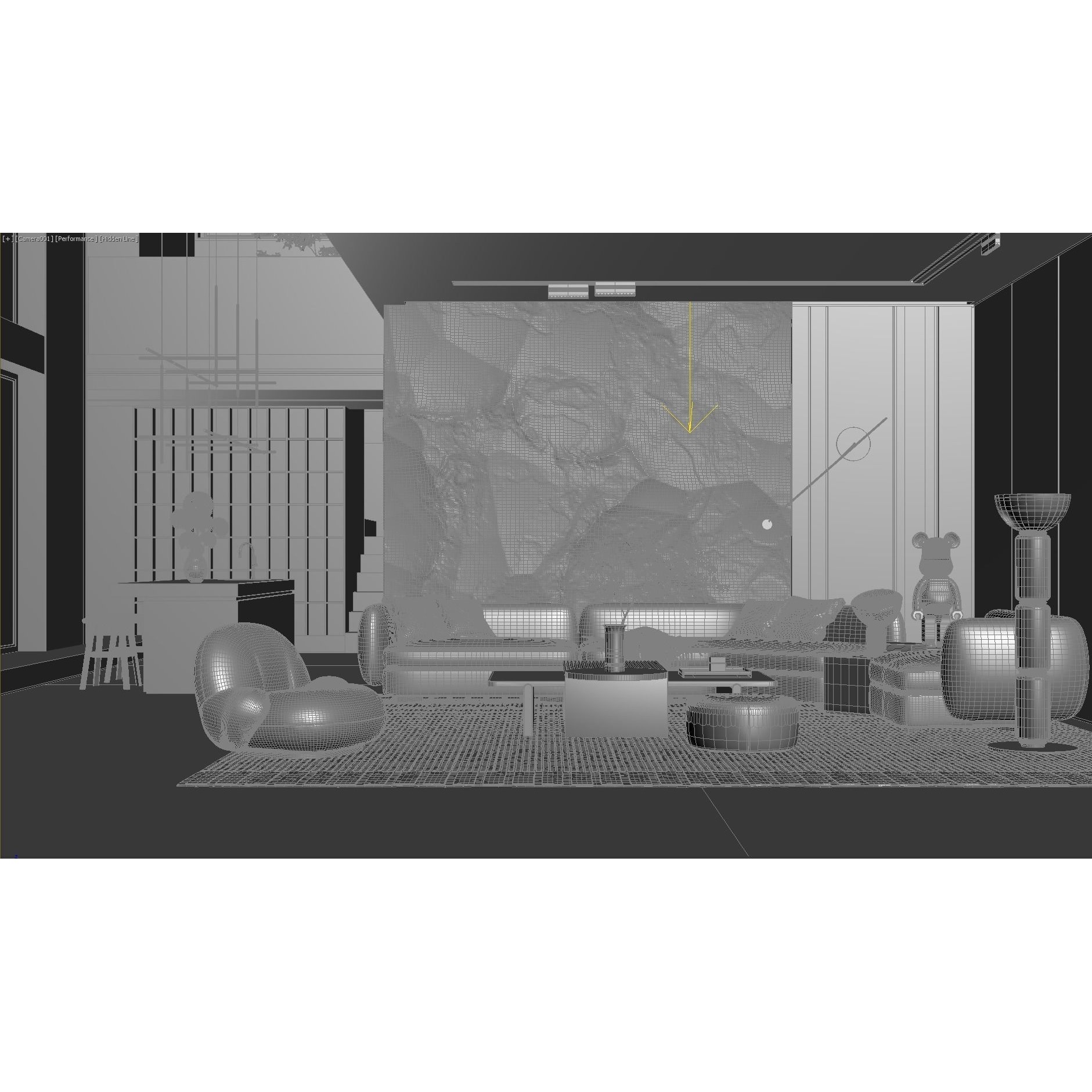 Modern Living Room Interior Scene - Game-Ready 3D Model - View 6