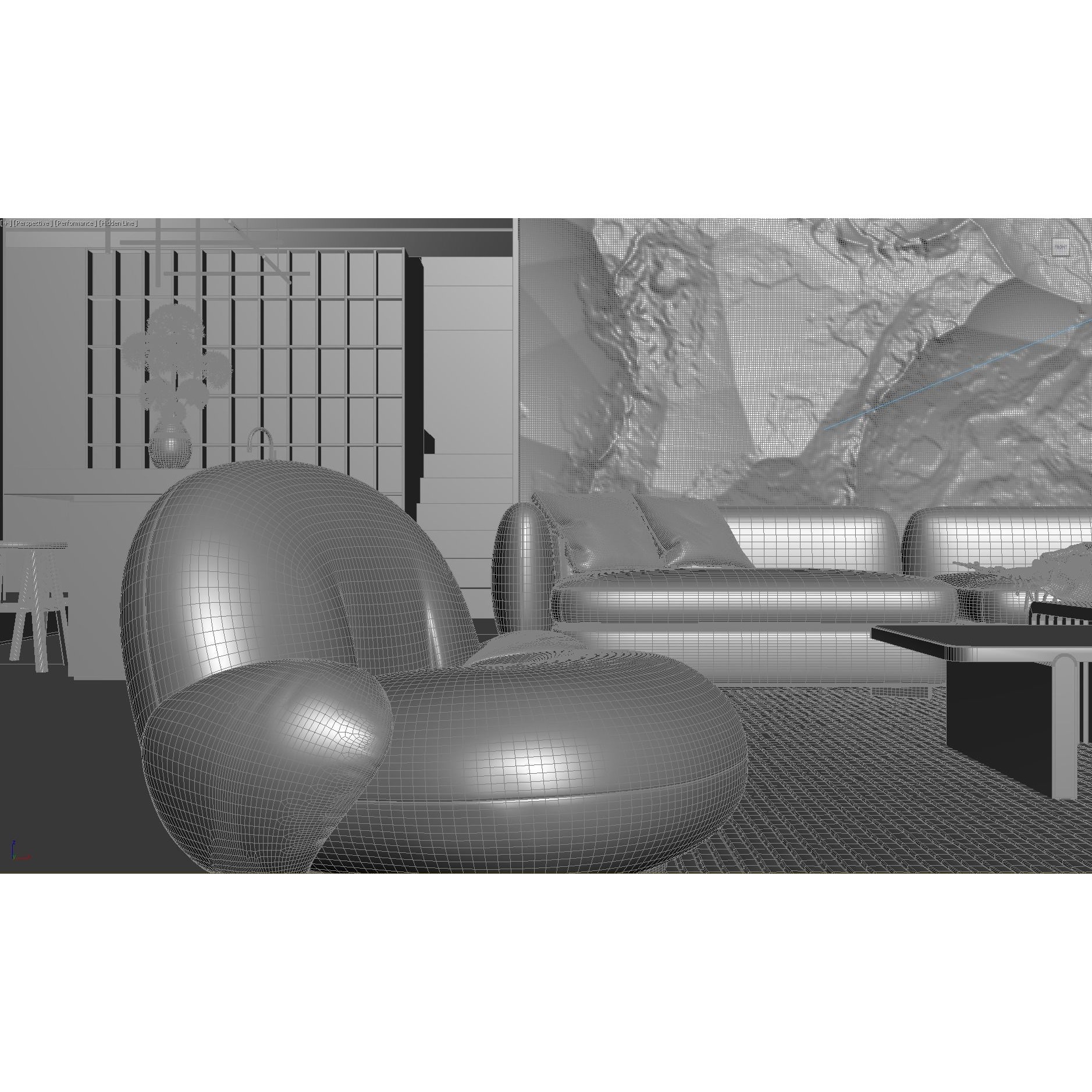 Modern Living Room Interior Scene - Game-Ready 3D Model - View 7