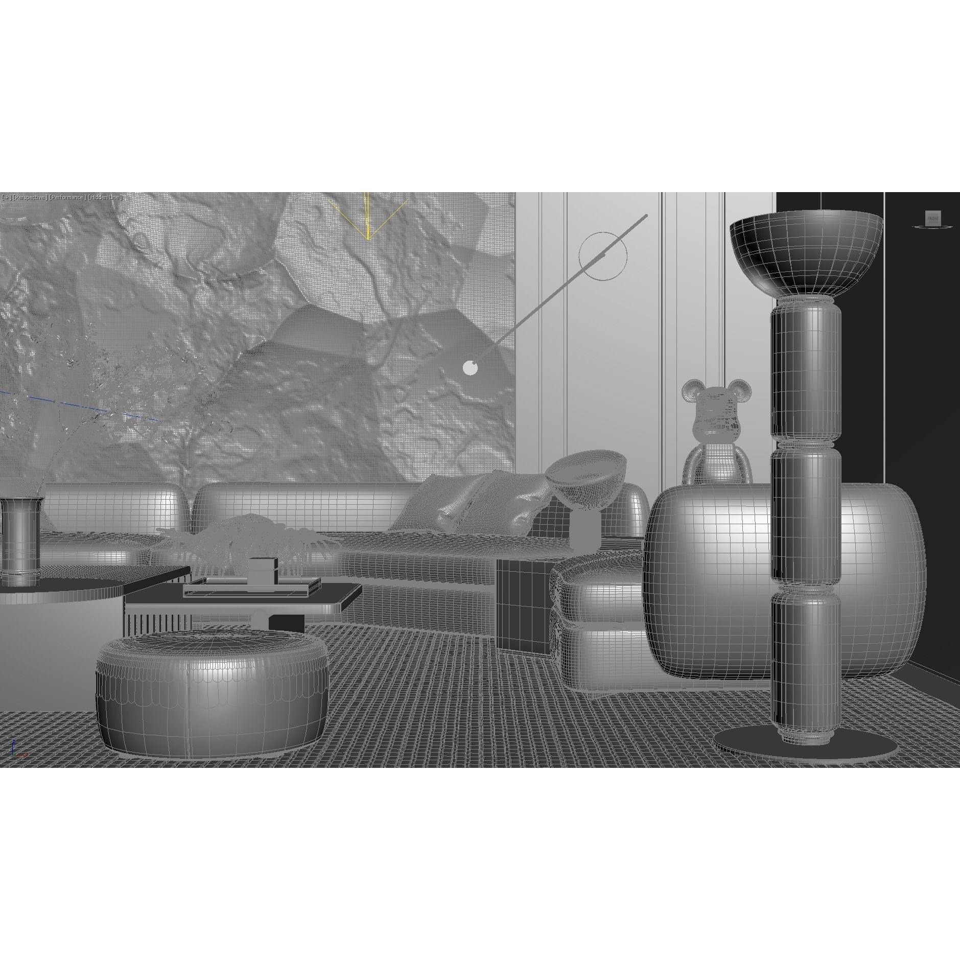 Modern Living Room Interior Scene - Game-Ready 3D Model - View 9