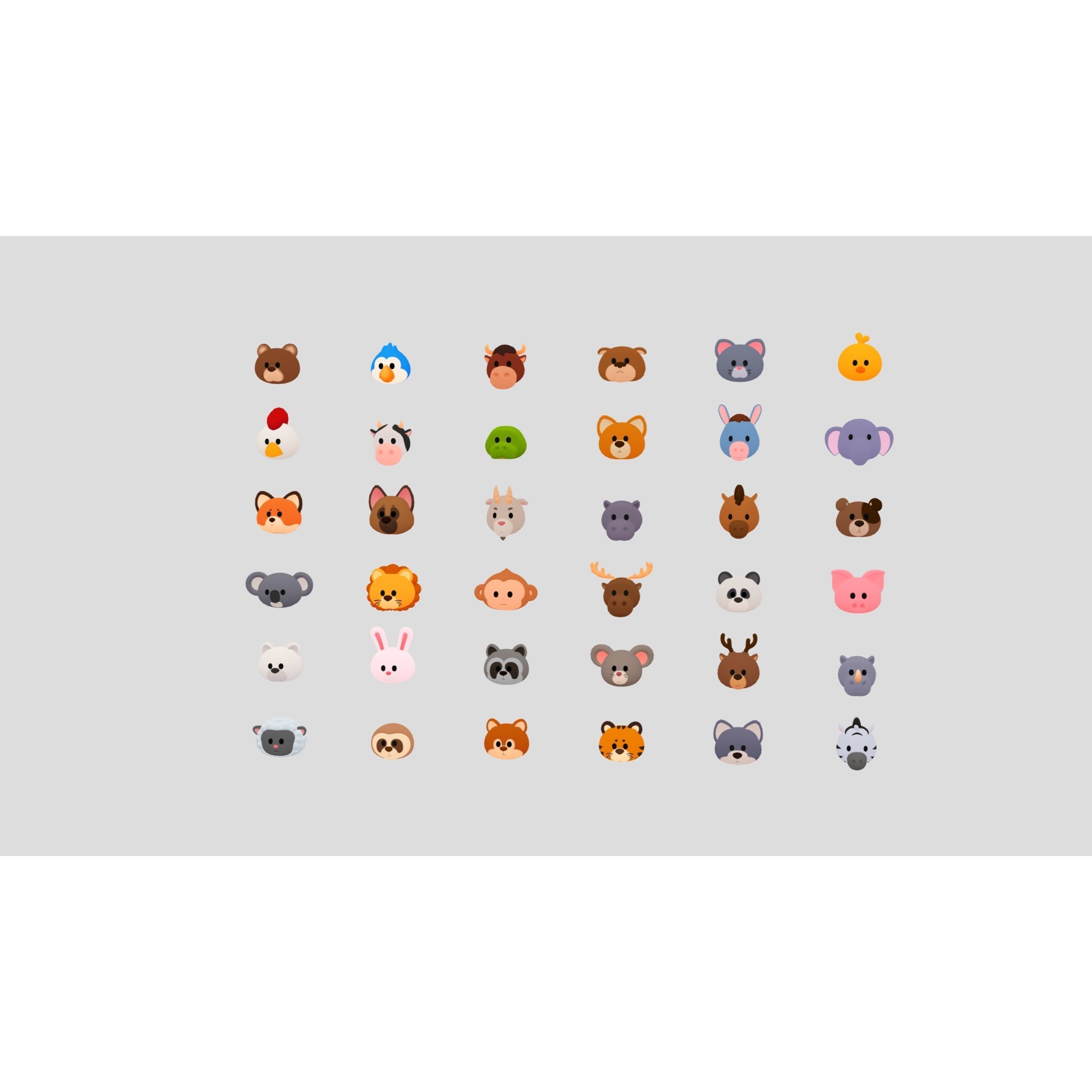 Animal Head 3D Model – Cartoon Style, 36 FBX Files, Game-Ready - View 5