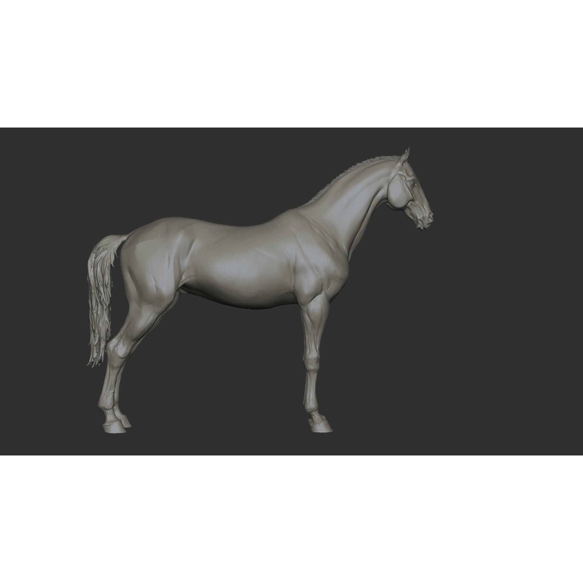 Horse 3D Model – High Poly T-Pose Sculpture, FBX & OBJ Formats