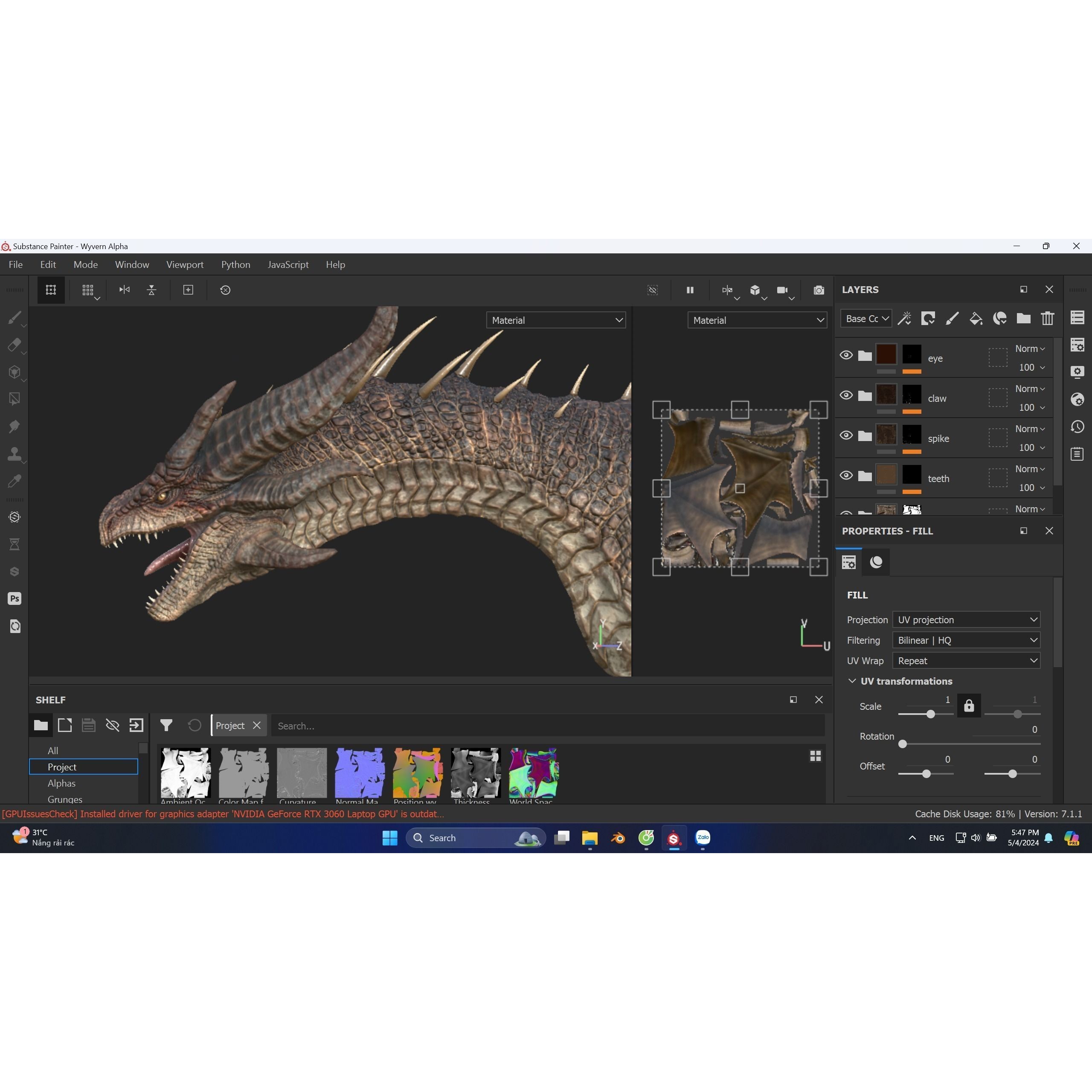 Dragon Wyvern Alpha 3D Model – Low Poly Rigged Animation, FBX - View 25
