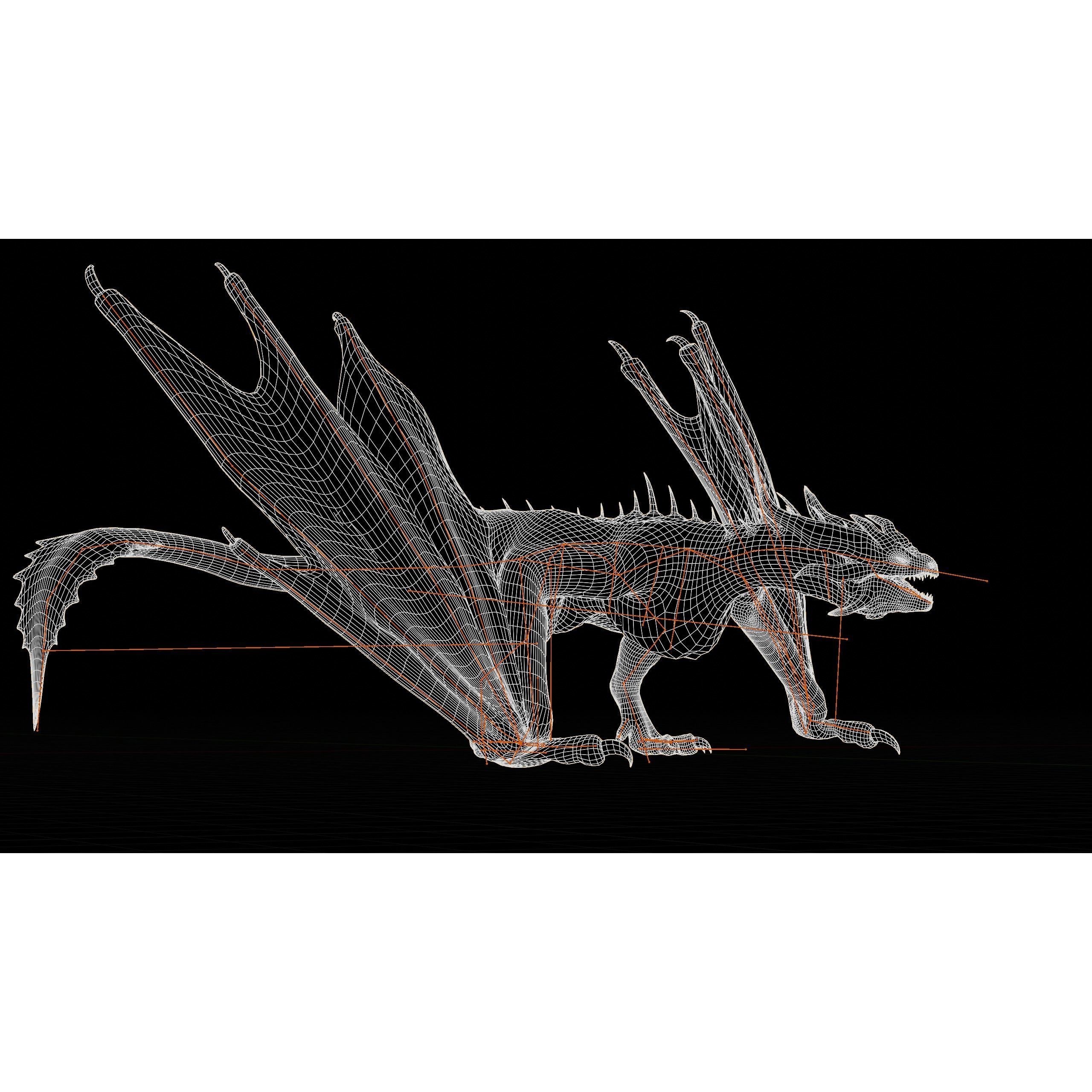 Dragon Wyvern Alpha 3D Model – Low Poly Rigged Animation, FBX - View 27