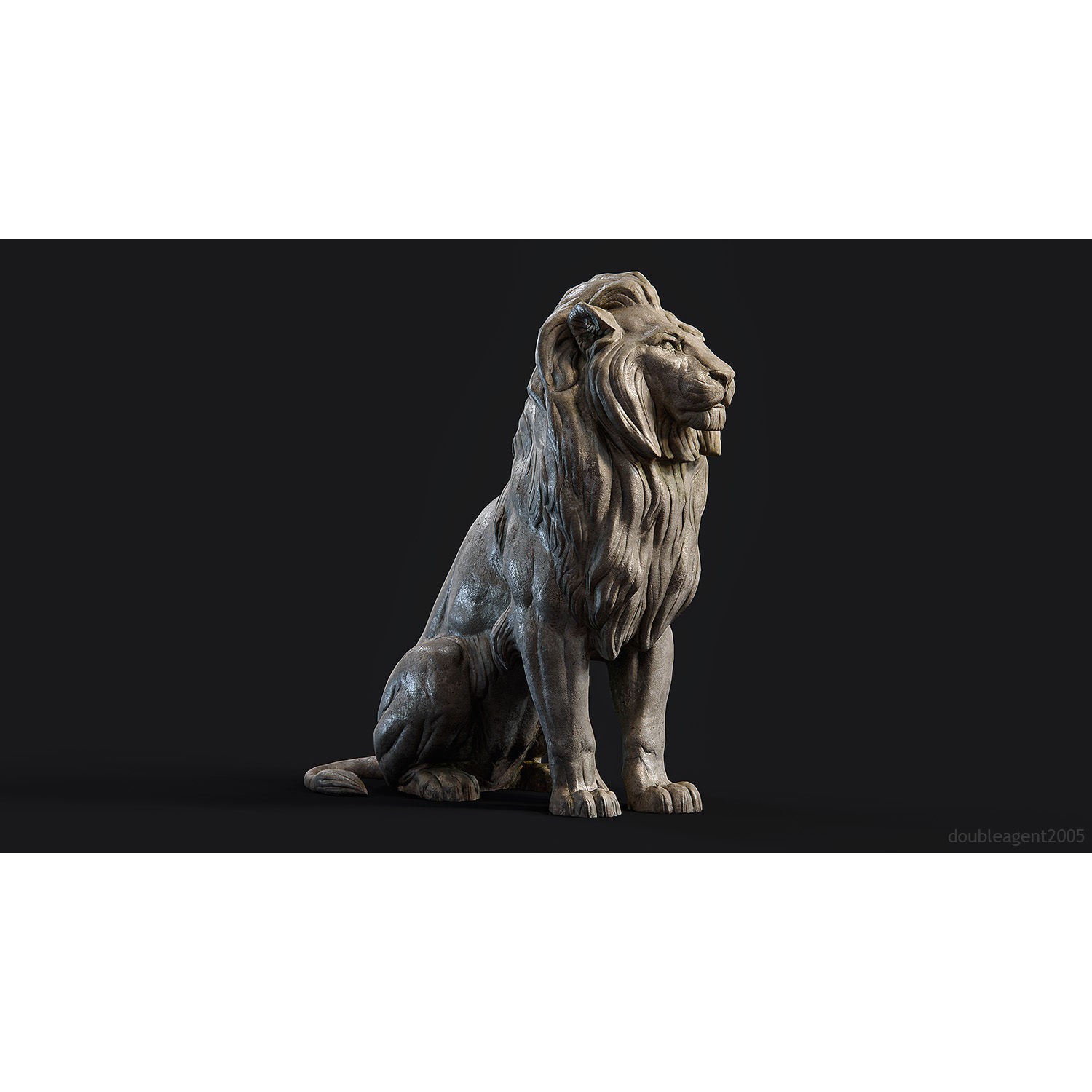 Sitting Lion Sculpture 3D Model – Low Poly PBR Game Asset, FBX, OBJ, Blender