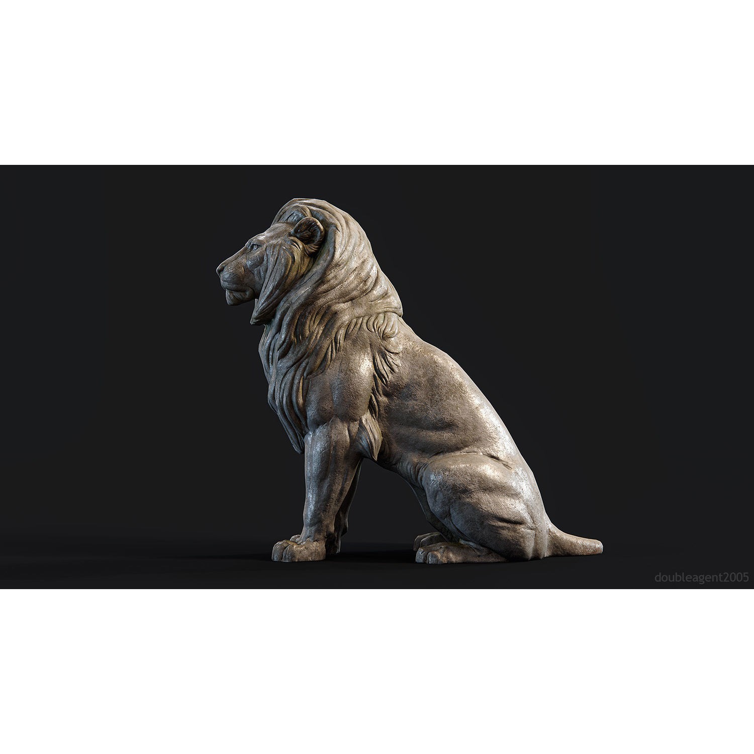 Sitting Lion Sculpture 3D Model – Low Poly PBR Game Asset, FBX, OBJ, Blender - View 10