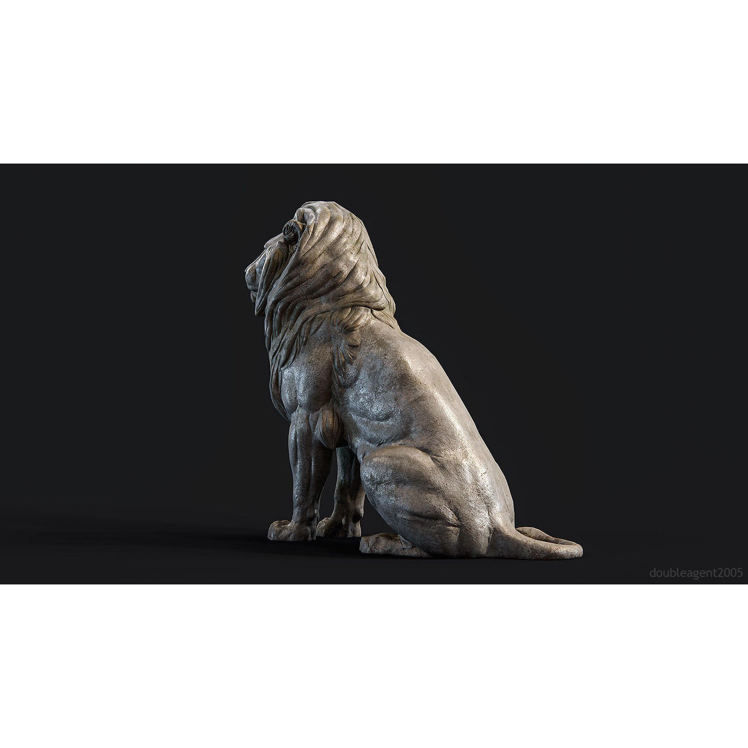 Sitting Lion Sculpture 3D Model – Low Poly PBR Game Asset, FBX, OBJ, Blender - View 11