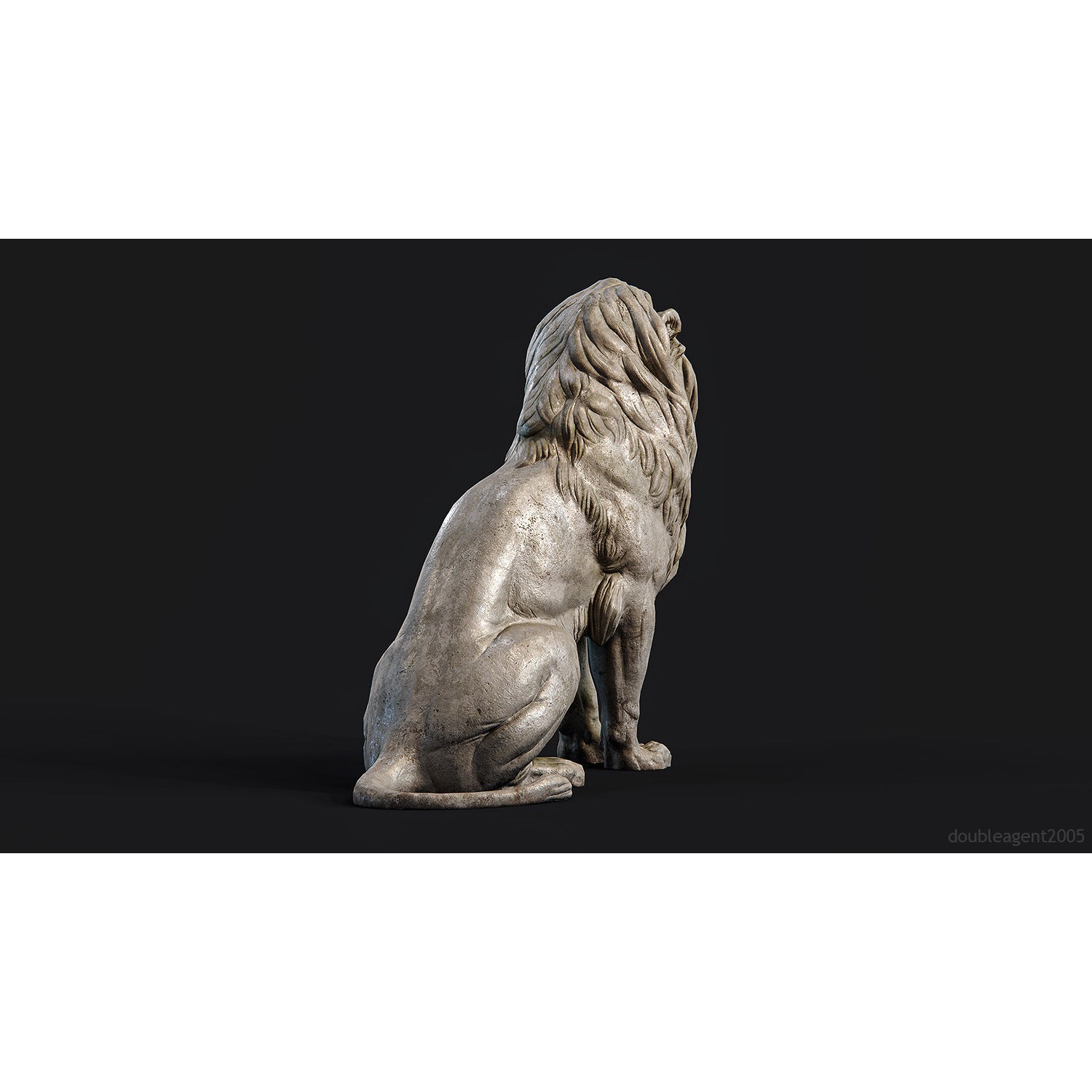Sitting Lion Sculpture 3D Model – Low Poly PBR Game Asset, FBX, OBJ, Blender - View 12