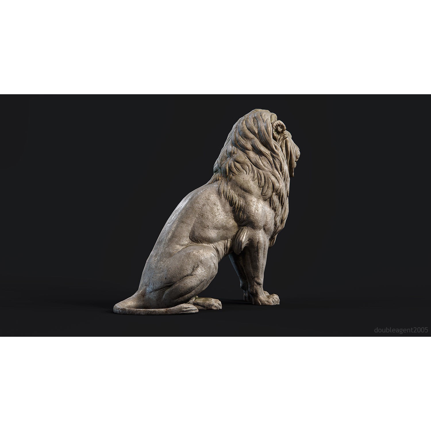 Sitting Lion Sculpture 3D Model – Low Poly PBR Game Asset, FBX, OBJ, Blender - View 13