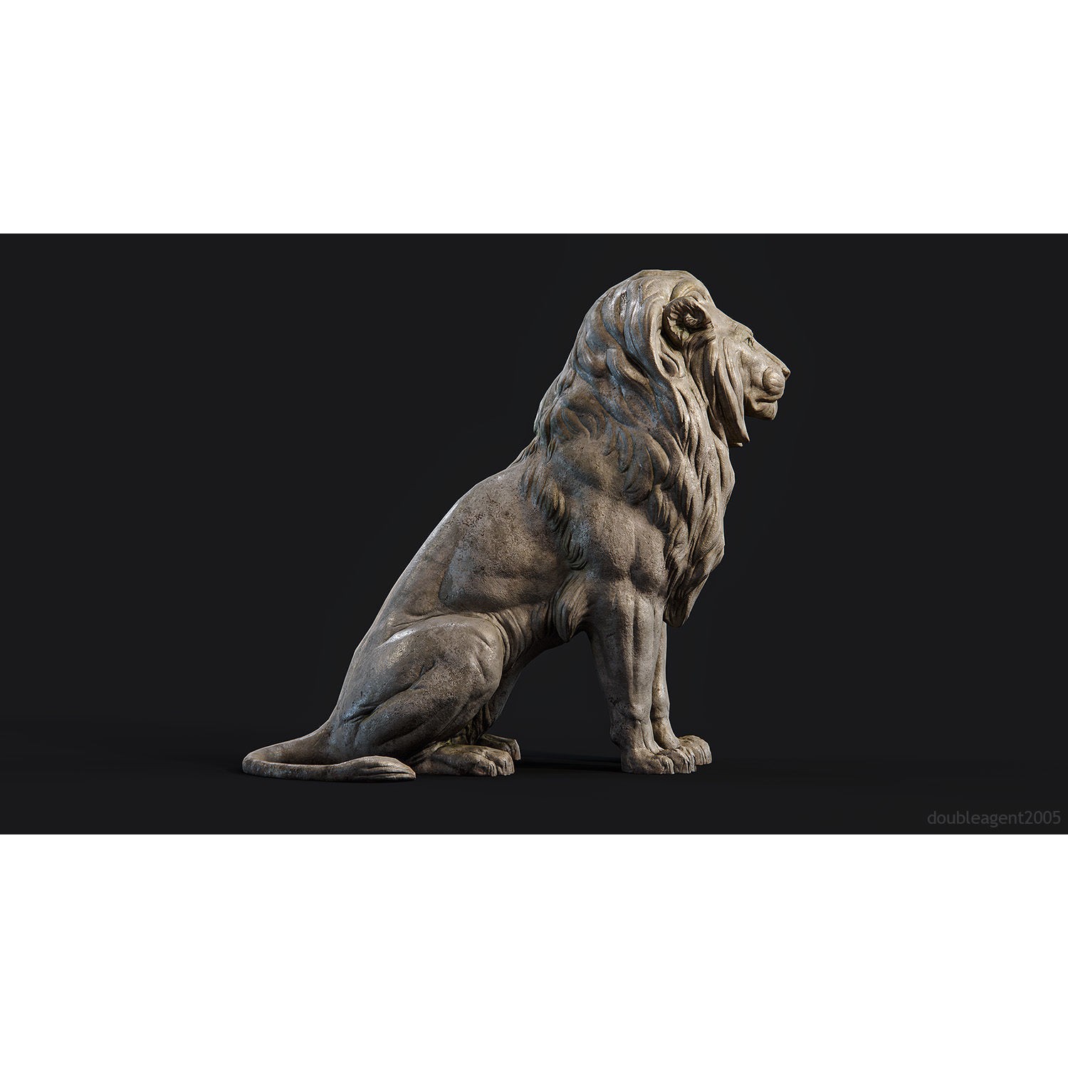 Sitting Lion Sculpture 3D Model – Low Poly PBR Game Asset, FBX, OBJ, Blender - View 14