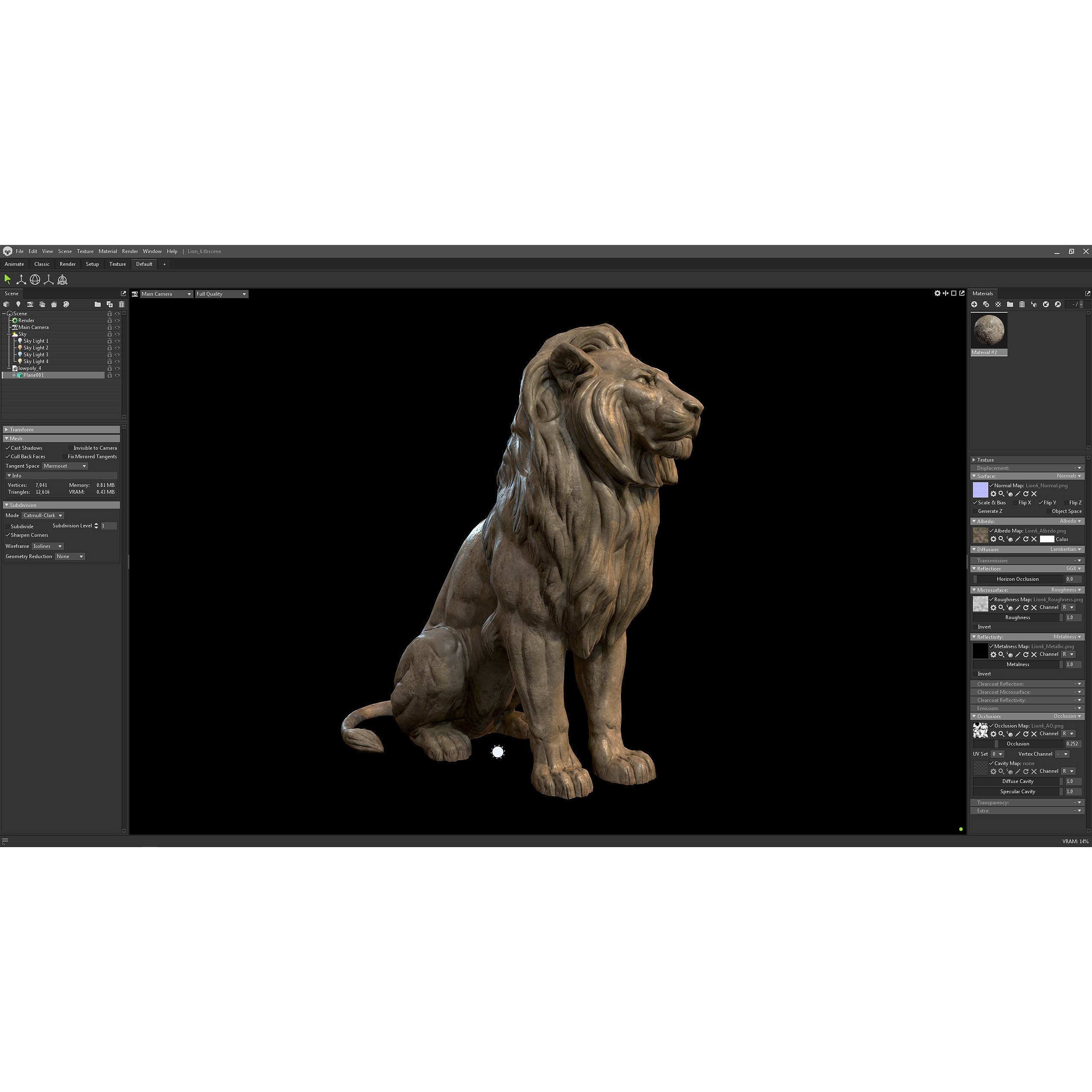 Sitting Lion Sculpture 3D Model – Low Poly PBR Game Asset, FBX, OBJ, Blender - View 18