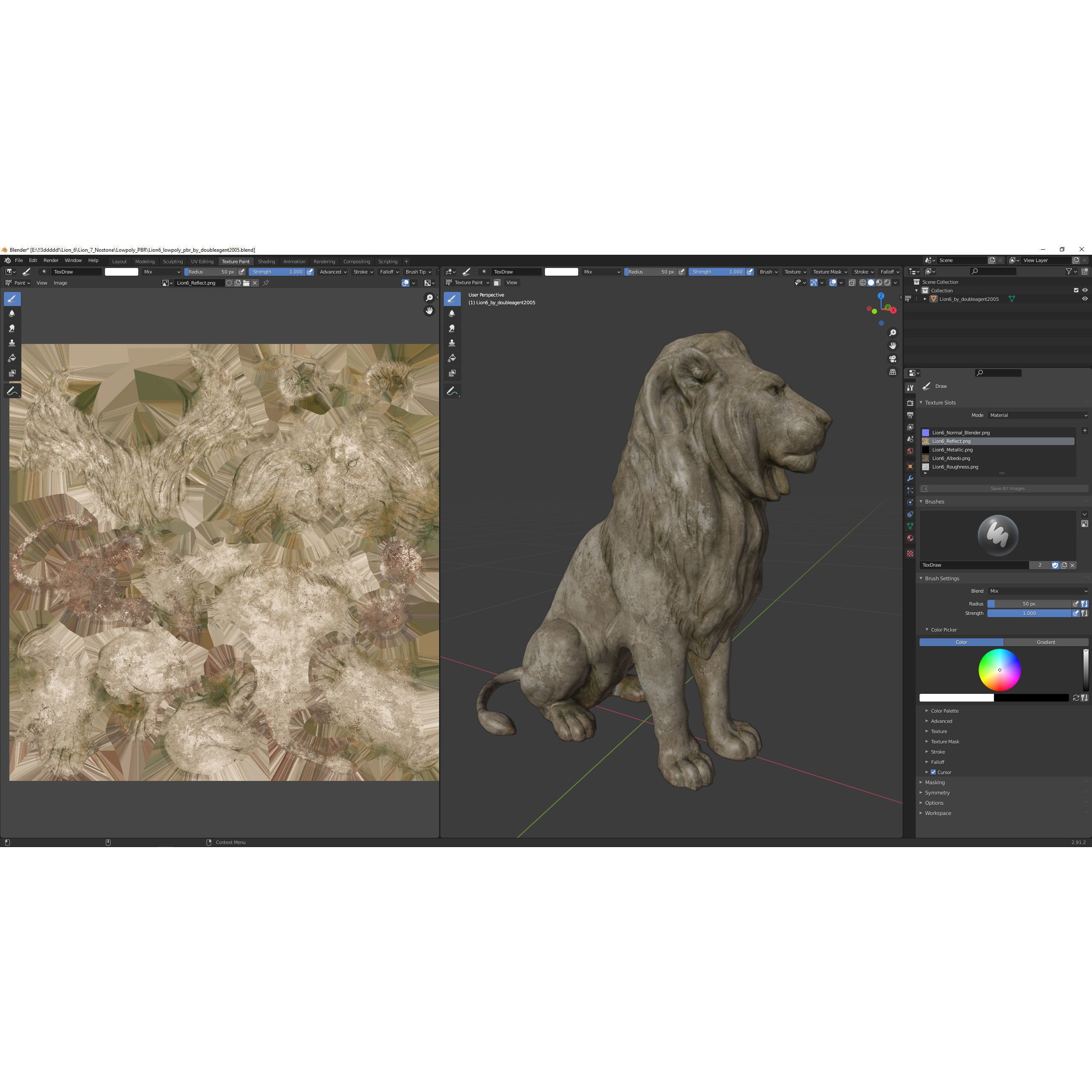 Sitting Lion Sculpture 3D Model – Low Poly PBR Game Asset, FBX, OBJ, Blender - View 21
