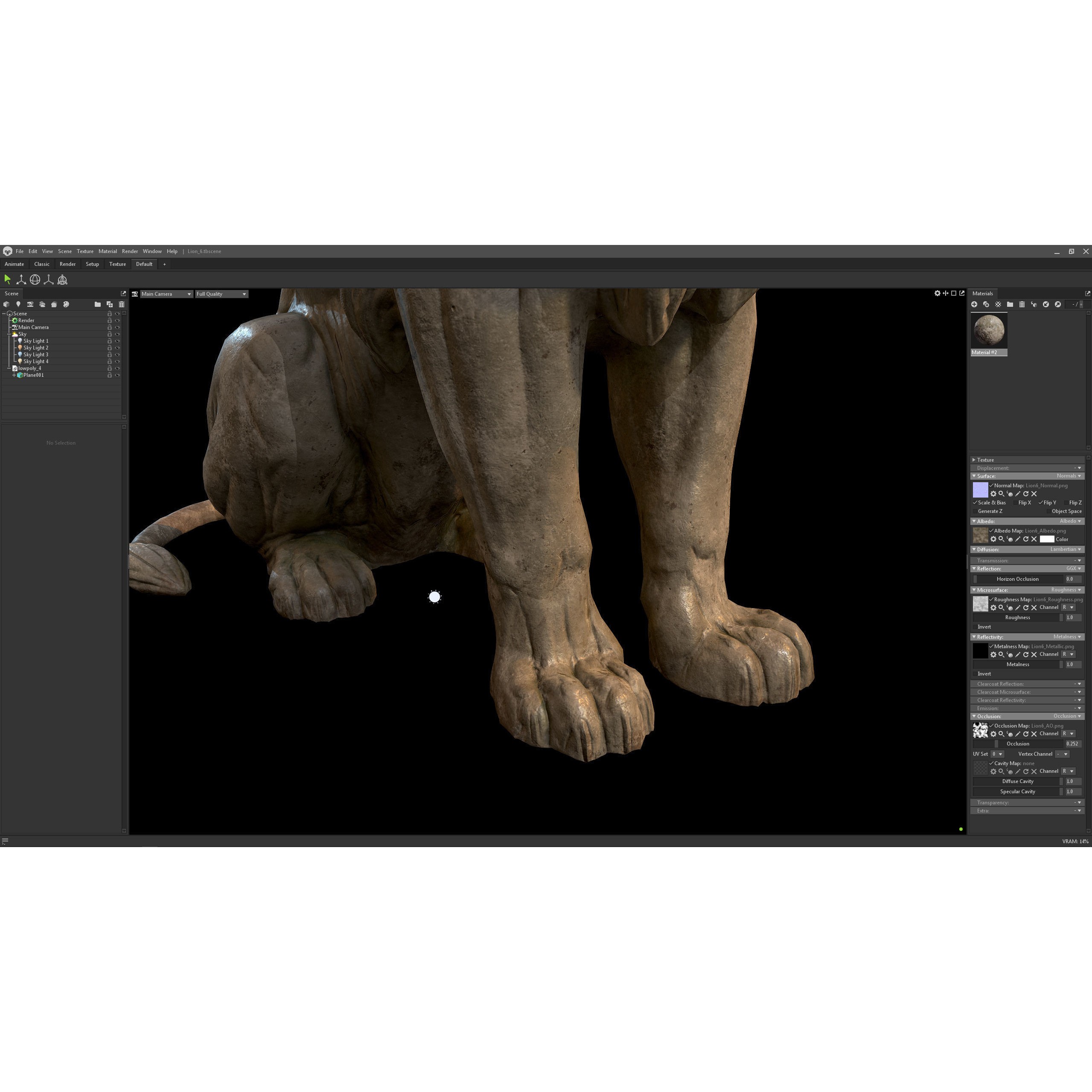 Sitting Lion Sculpture 3D Model – Low Poly PBR Game Asset, FBX, OBJ, Blender - View 26