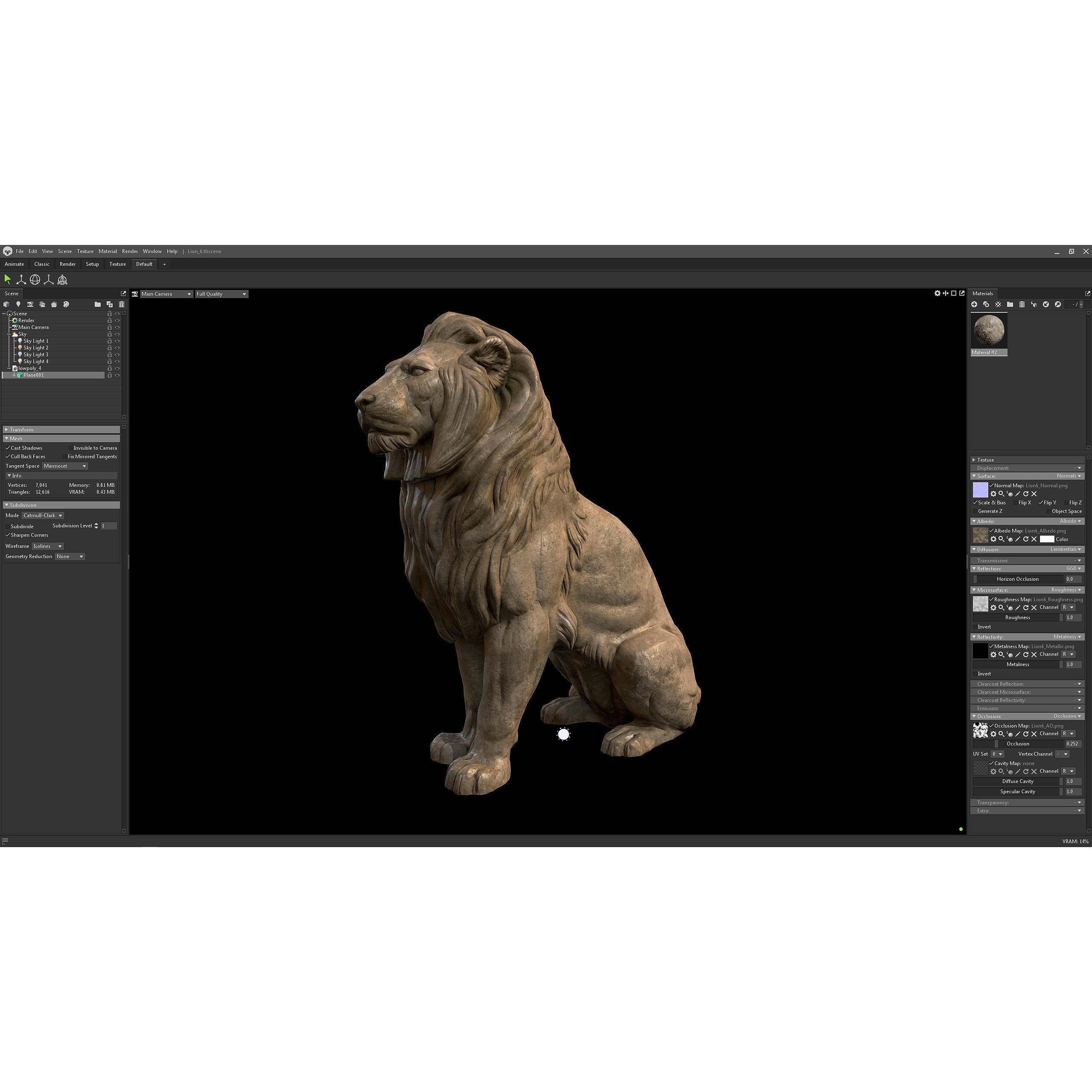 Sitting Lion Sculpture 3D Model – Low Poly PBR Game Asset, FBX, OBJ, Blender - View 28