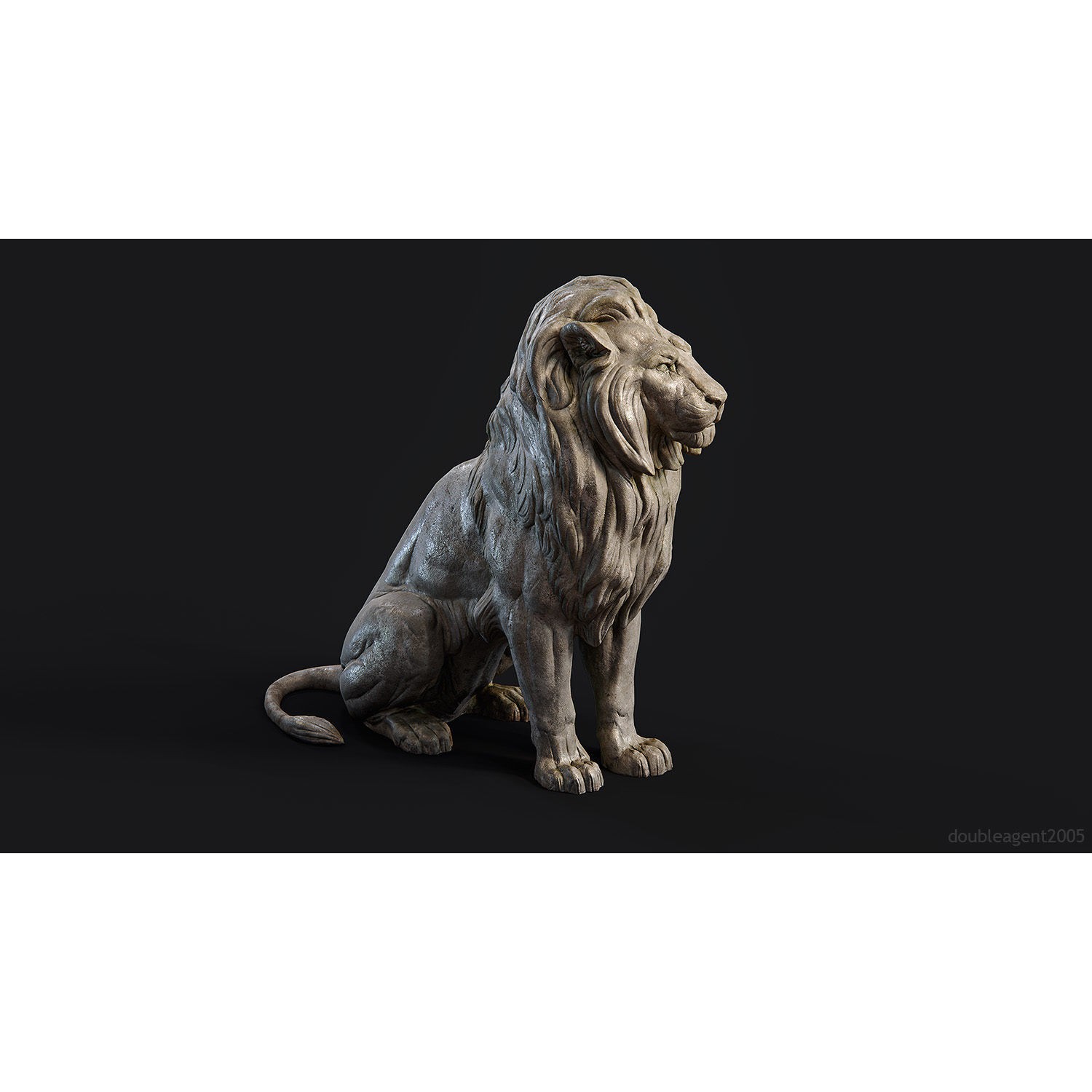 Sitting Lion Sculpture 3D Model – Low Poly PBR Game Asset, FBX, OBJ, Blender - View 30