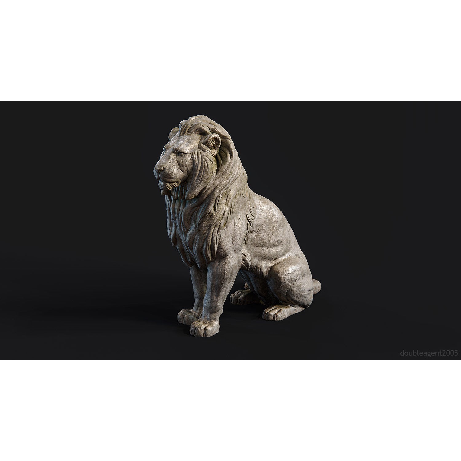 Sitting Lion Sculpture 3D Model – Low Poly PBR Game Asset, FBX, OBJ, Blender - View 31