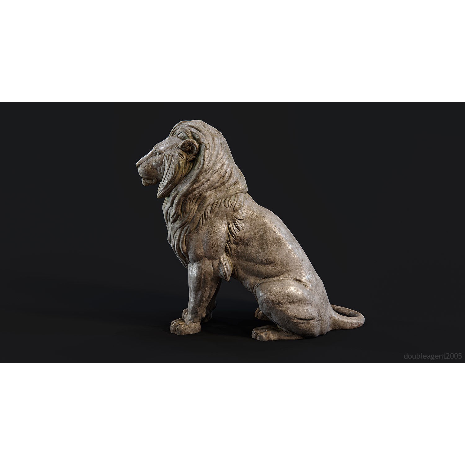 Sitting Lion Sculpture 3D Model – Low Poly PBR Game Asset, FBX, OBJ, Blender - View 32