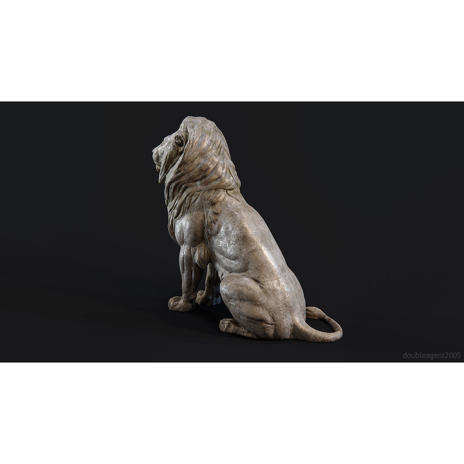 Sitting Lion Sculpture 3D Model – Low Poly PBR Game Asset, FBX, OBJ, Blender - View 33