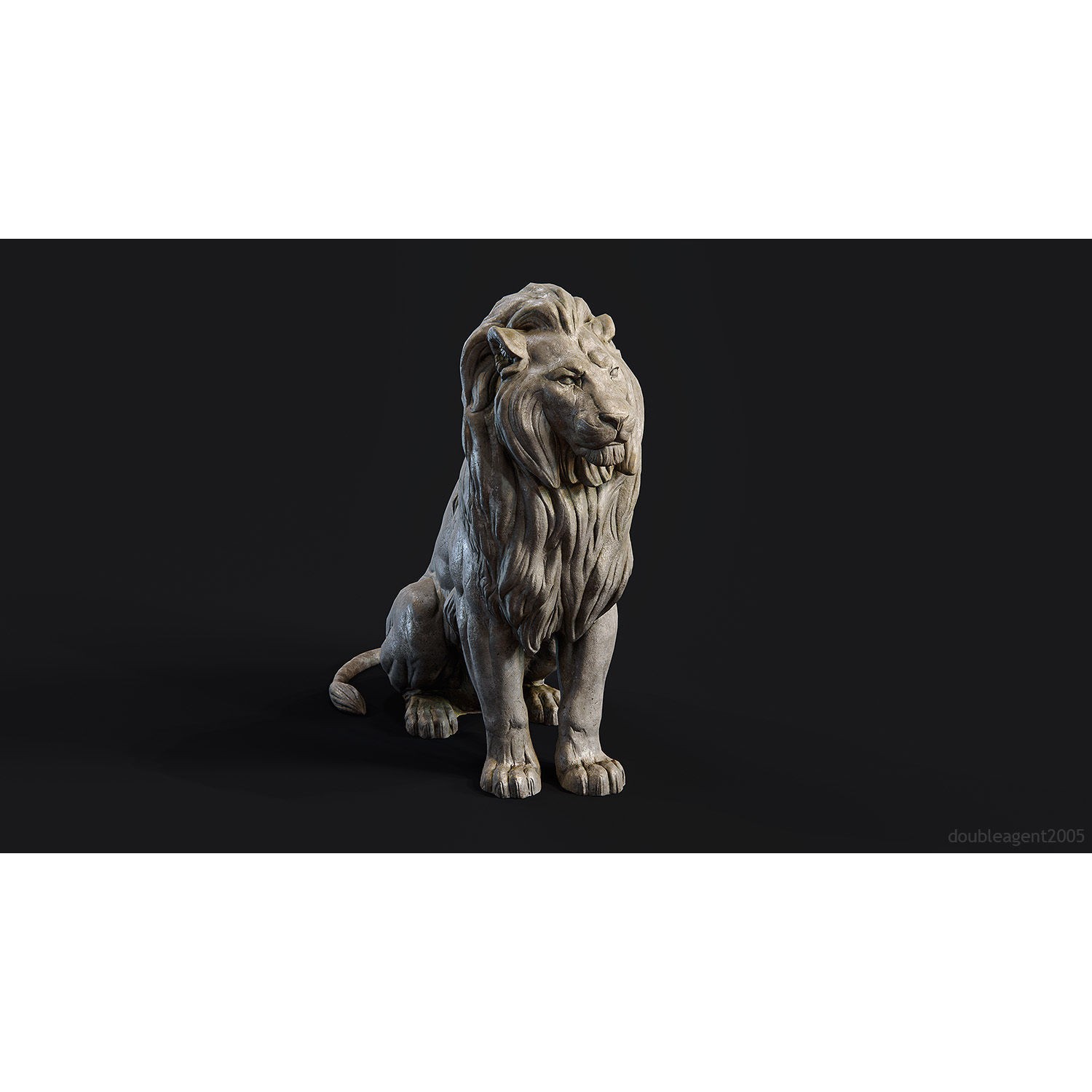 Sitting Lion Sculpture 3D Model – Low Poly PBR Game Asset, FBX, OBJ, Blender - View 34