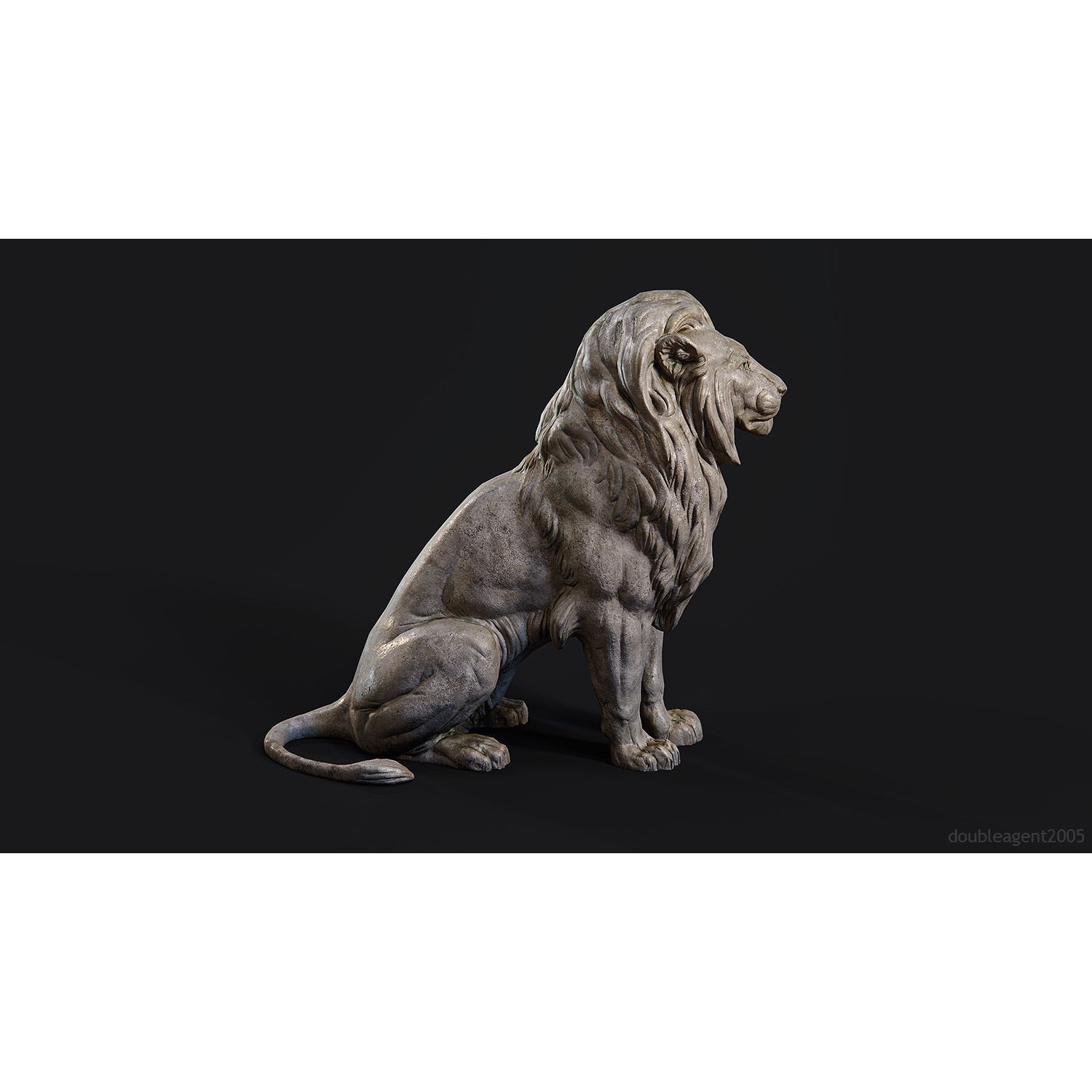 Sitting Lion Sculpture 3D Model – Low Poly PBR Game Asset, FBX, OBJ, Blender - View 35