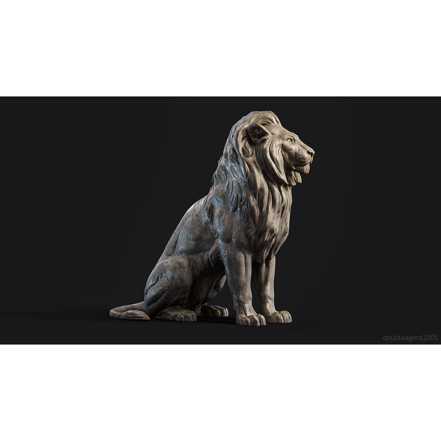 Sitting Lion Sculpture 3D Model – Low Poly PBR Game Asset, FBX, OBJ, Blender - View 5