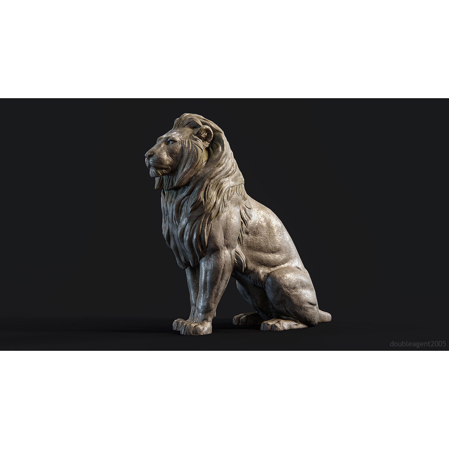Sitting Lion Sculpture 3D Model – Low Poly PBR Game Asset, FBX, OBJ, Blender - View 6