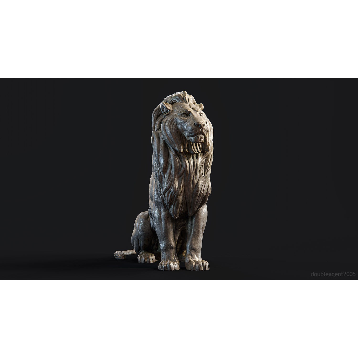 Sitting Lion Sculpture 3D Model – Low Poly PBR Game Asset, FBX, OBJ, Blender - View 7
