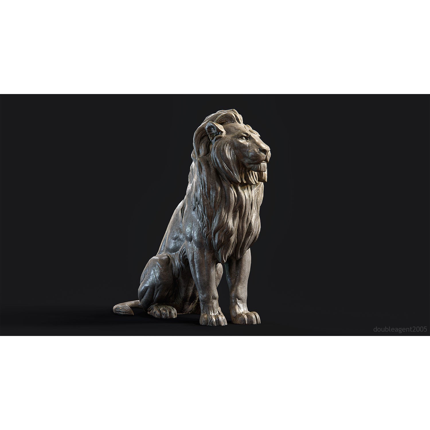Sitting Lion Sculpture 3D Model – Low Poly PBR Game Asset, FBX, OBJ, Blender - View 8