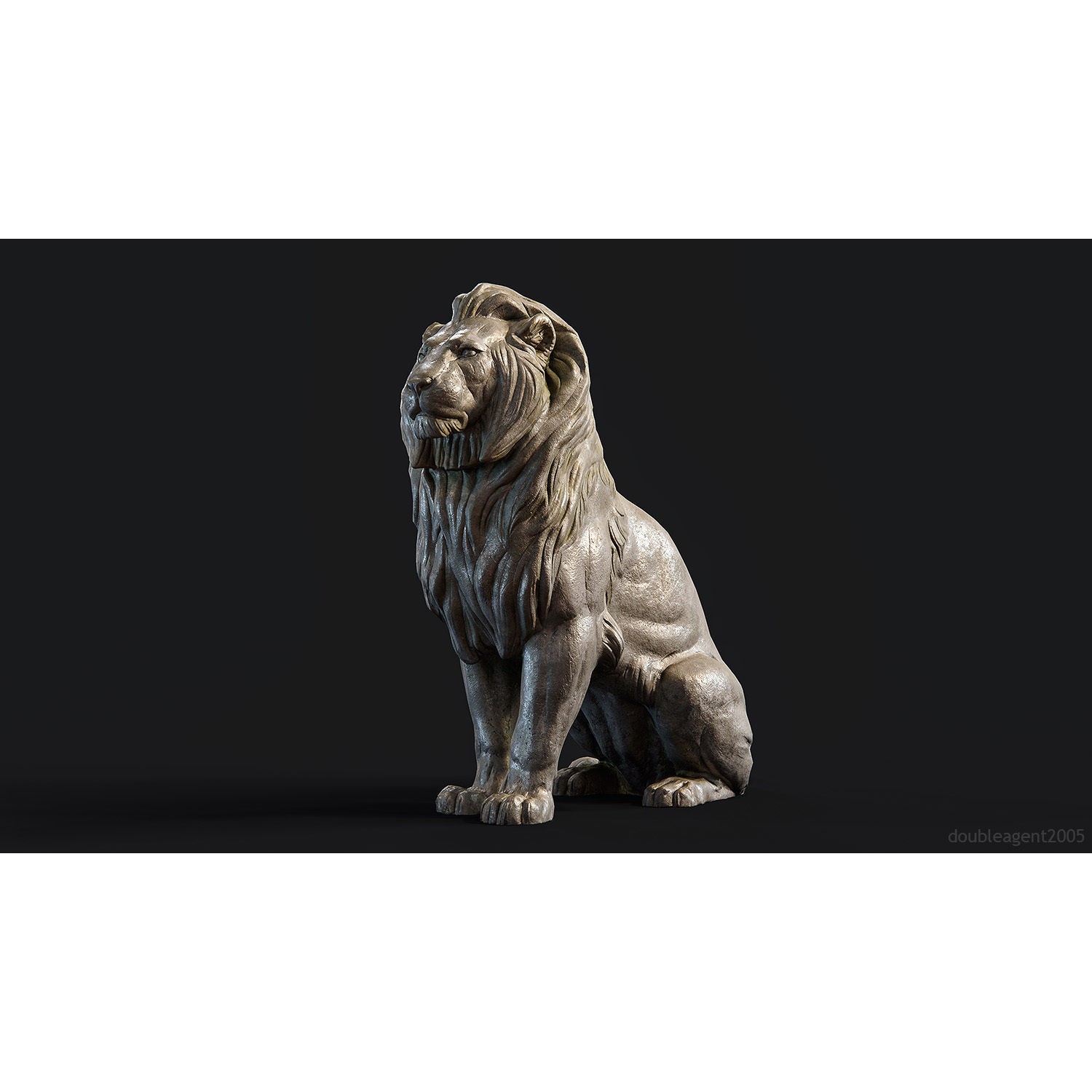 Sitting Lion Sculpture 3D Model – Low Poly PBR Game Asset, FBX, OBJ, Blender - View 9