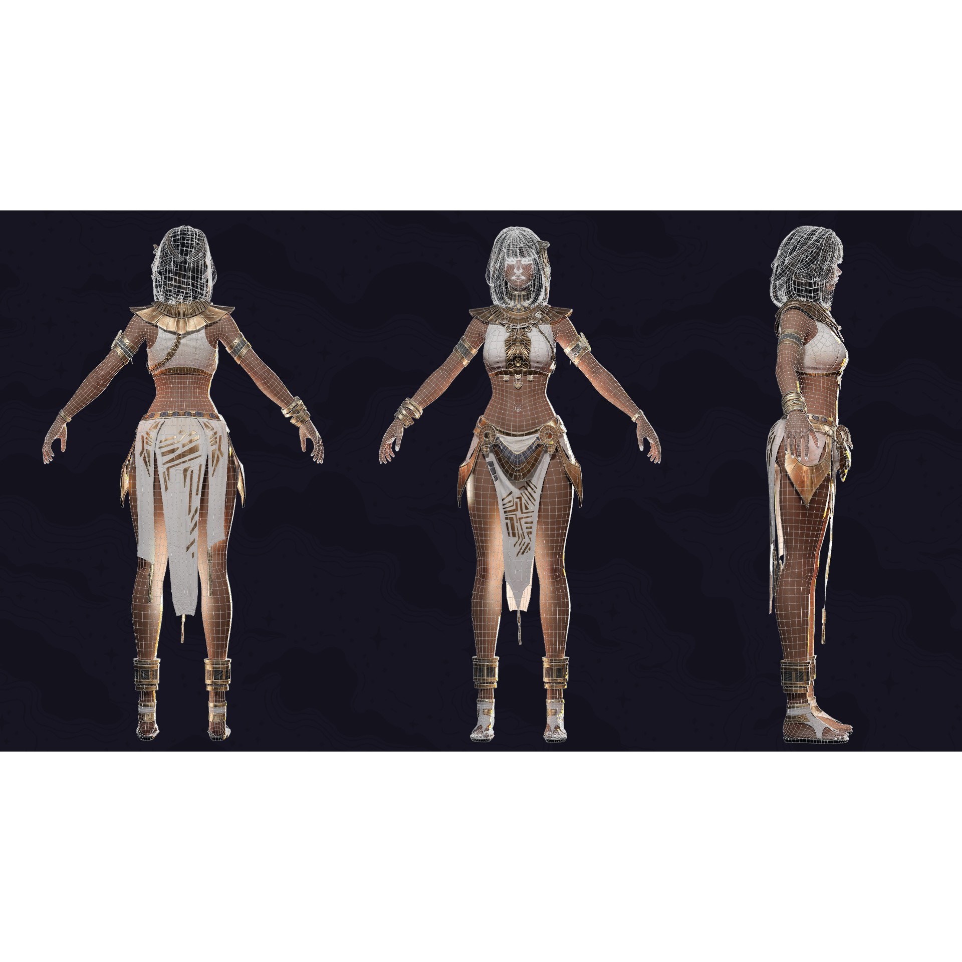 Ancient Girl Zariya - Low-Poly Game-Ready 3D Model