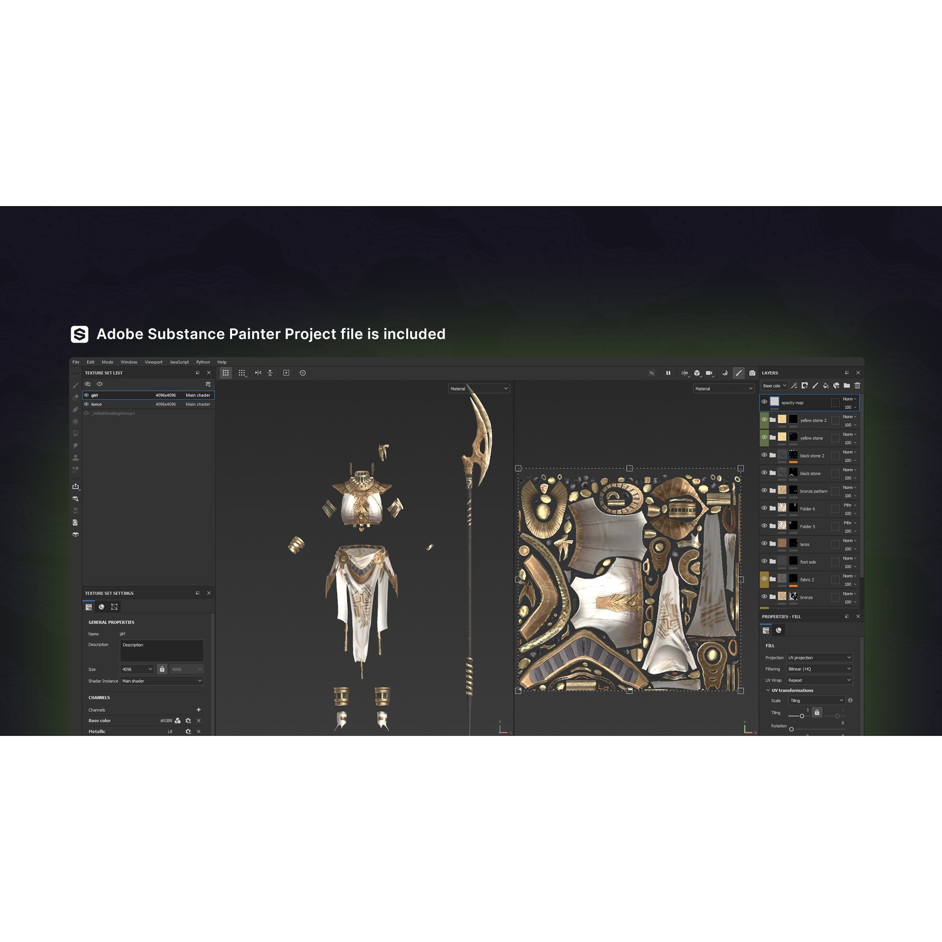 Ancient Girl Zariya - Low-Poly Game-Ready 3D Model - View 13