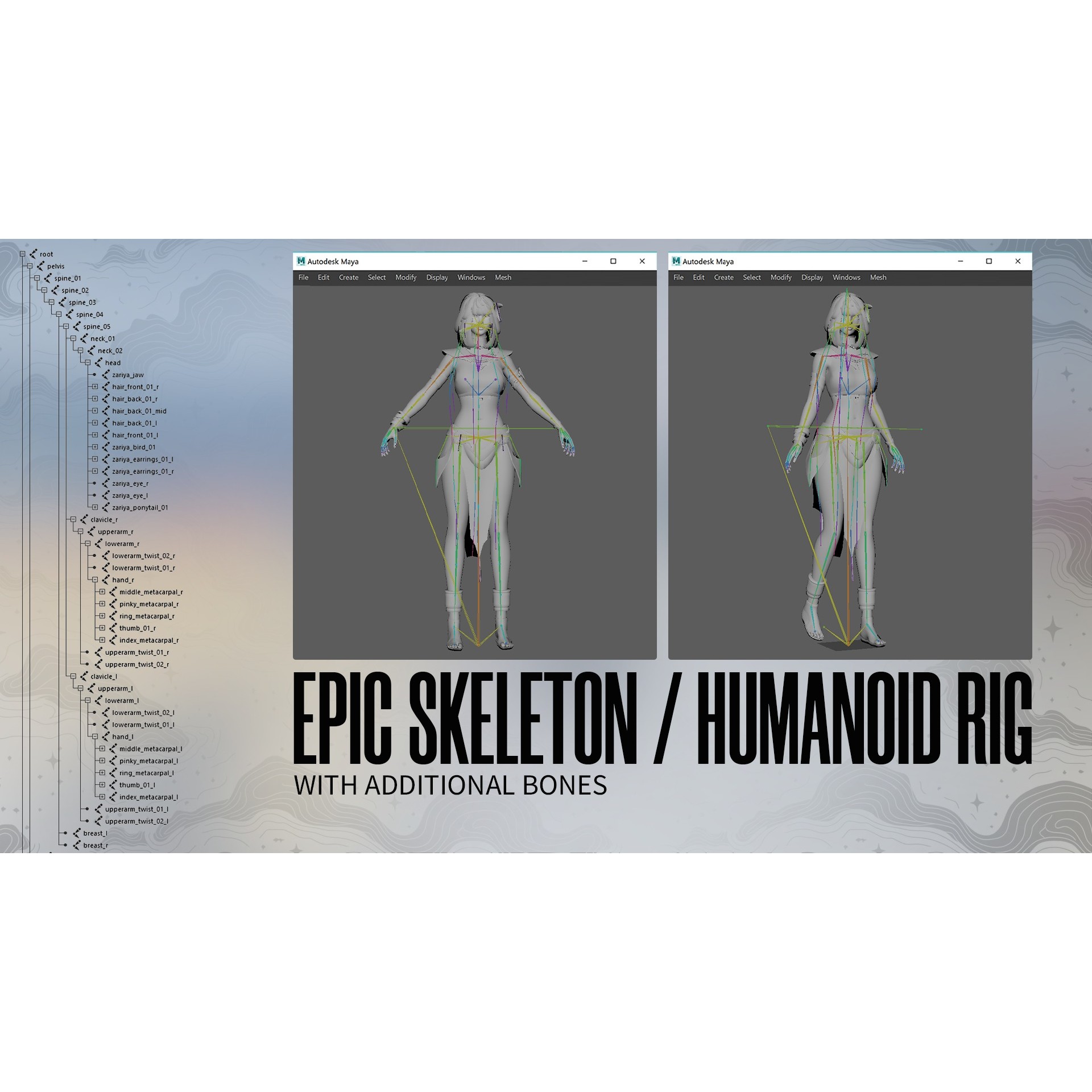 Ancient Girl Zariya - Low-Poly Game-Ready 3D Model - View 14