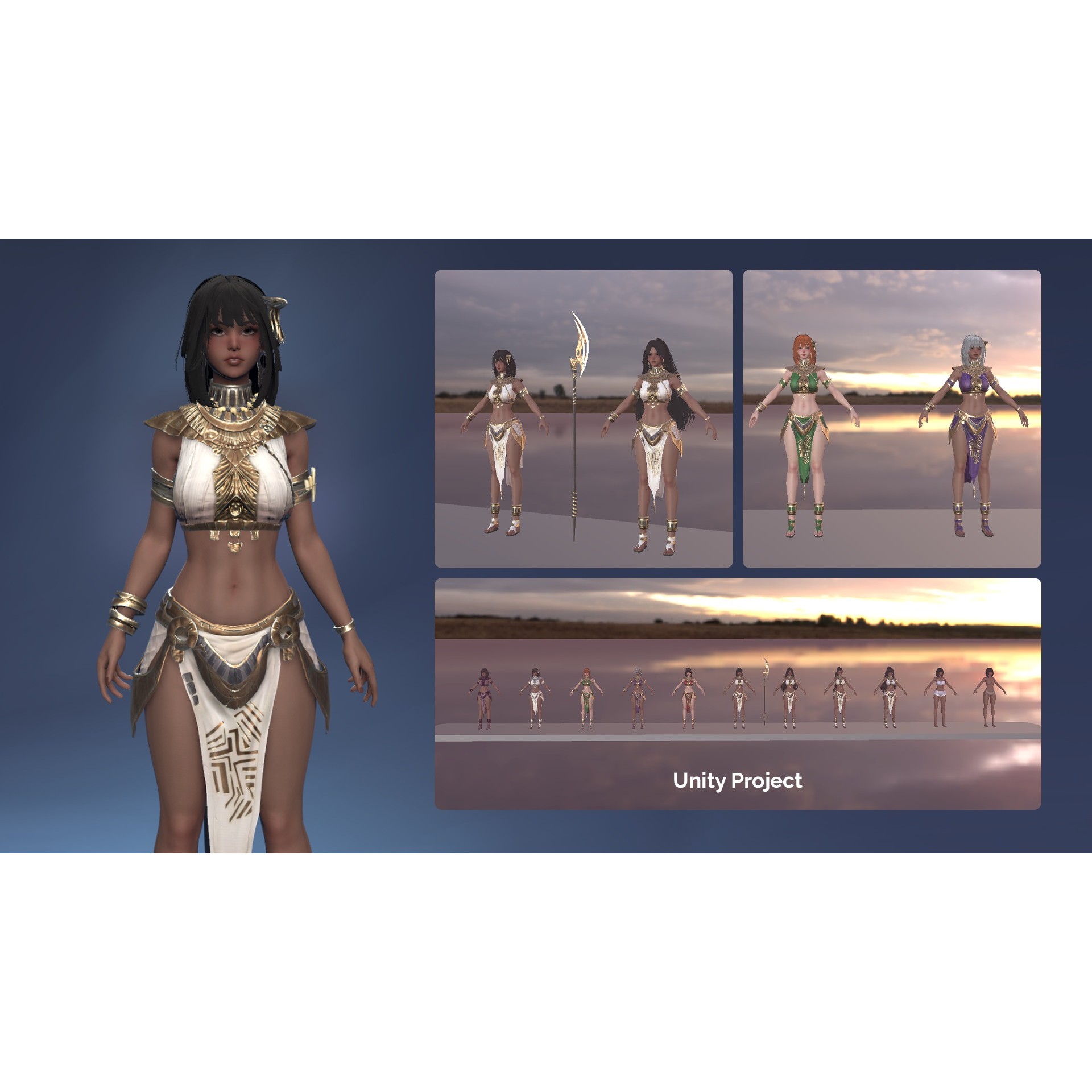 Ancient Girl Zariya - Low-Poly Game-Ready 3D Model - View 19