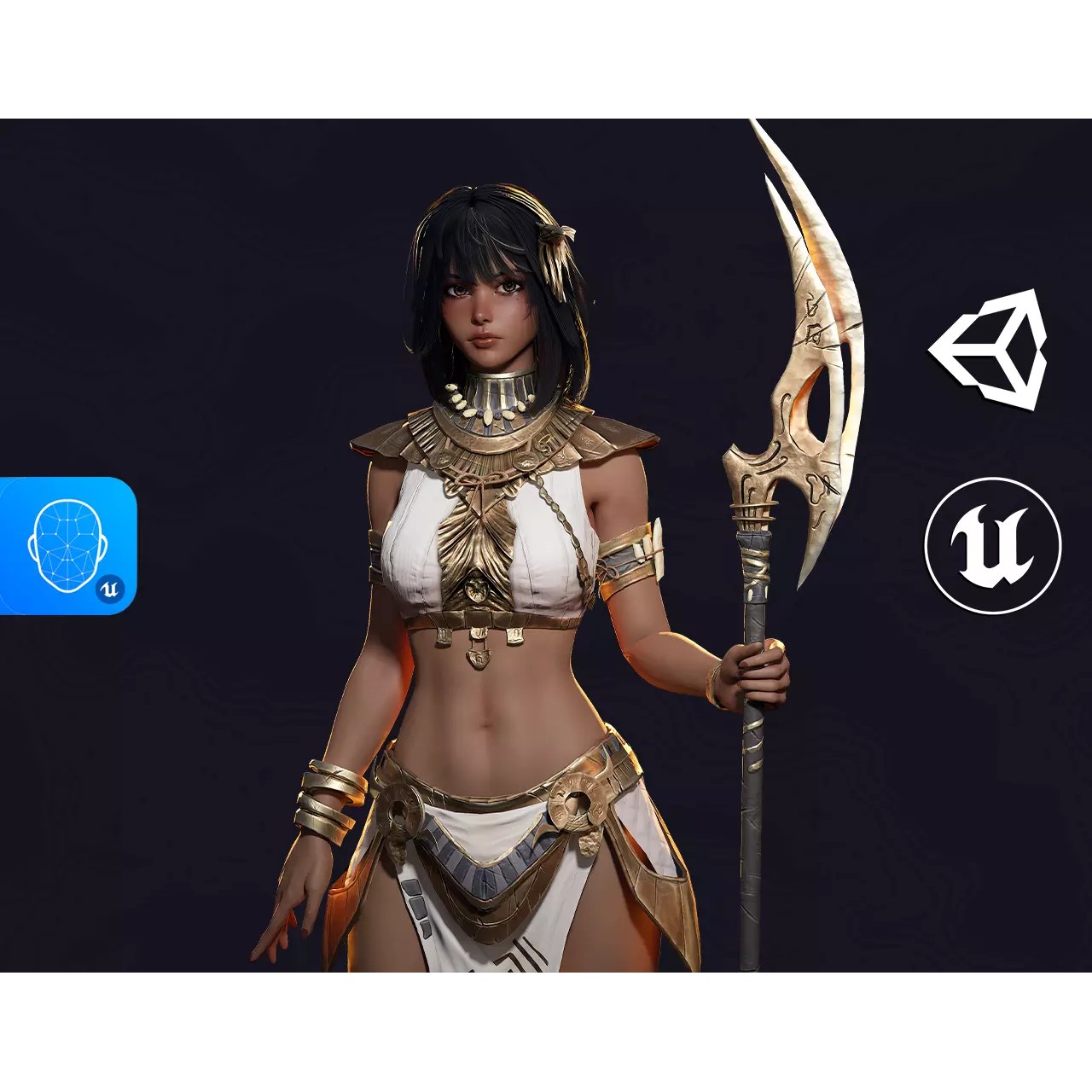 Ancient Girl Zariya - Low-Poly Game-Ready 3D Model - View 2