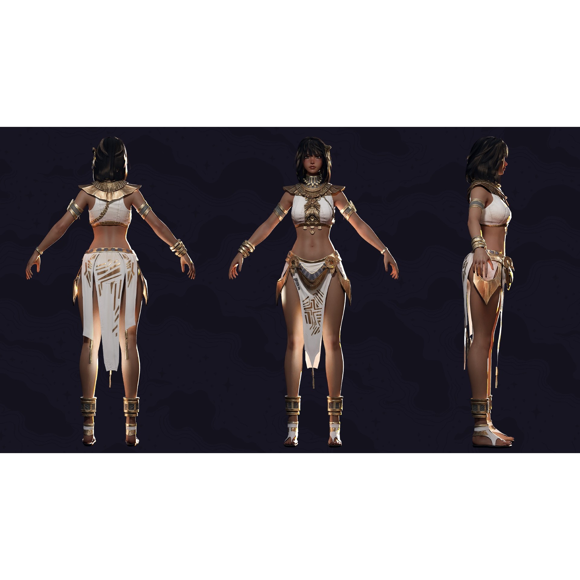 Ancient Girl Zariya - Low-Poly Game-Ready 3D Model - View 21