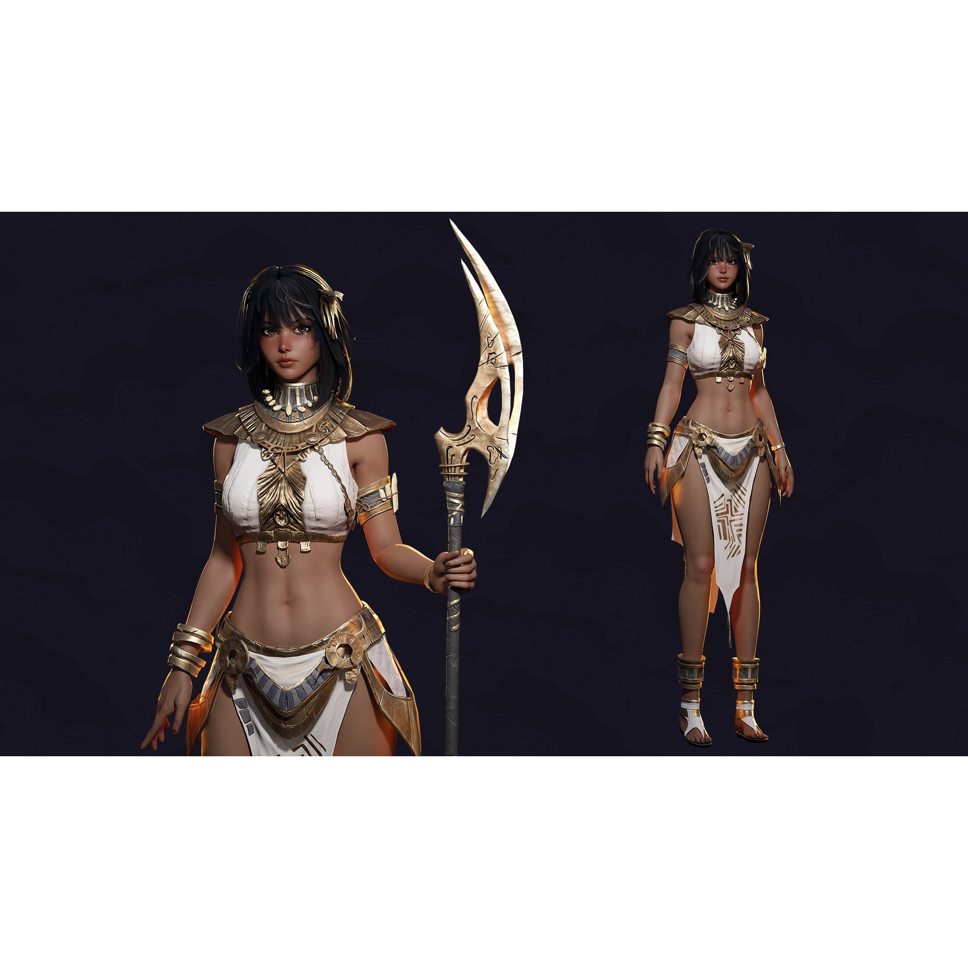 Ancient Girl Zariya - Low-Poly Game-Ready 3D Model - View 3