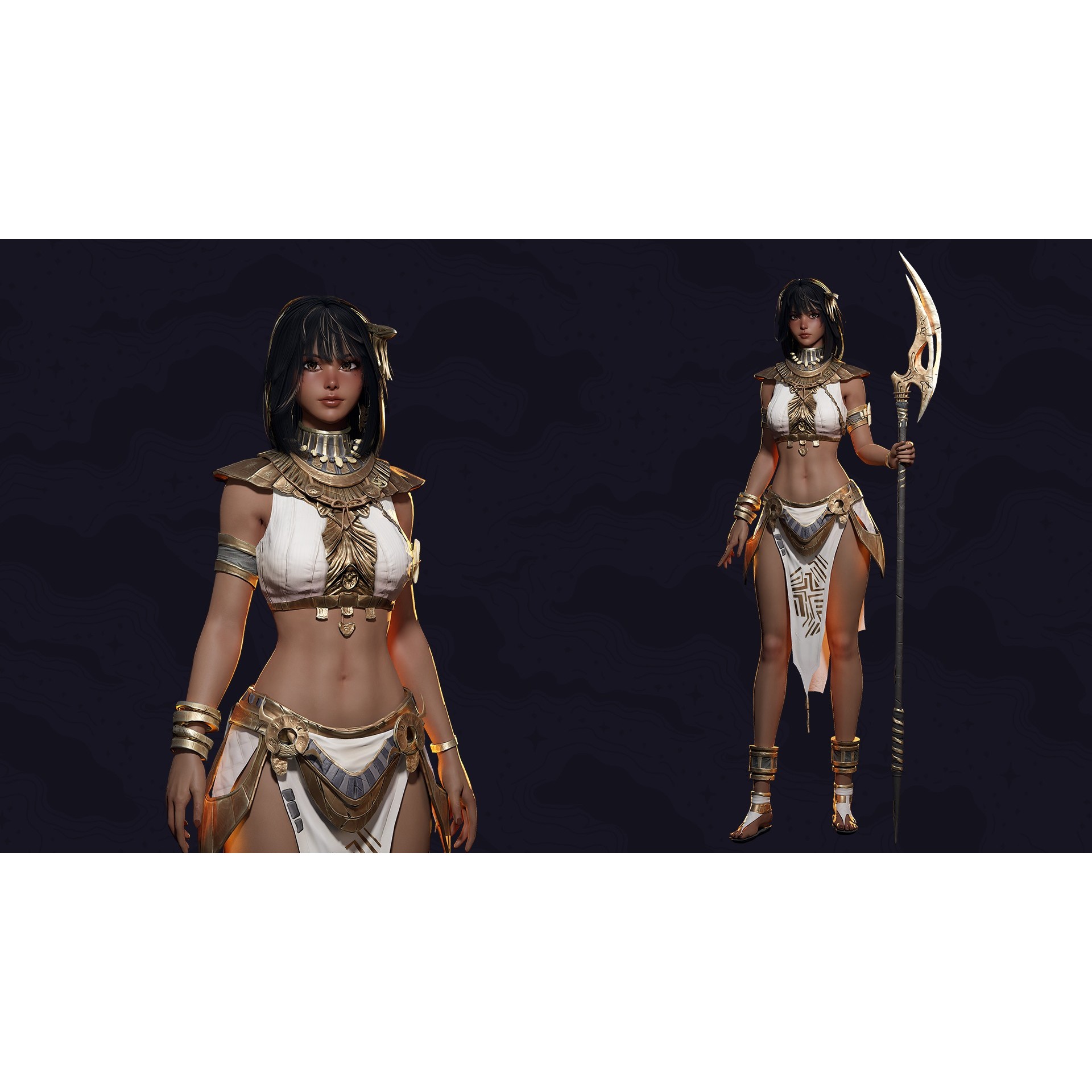 Ancient Girl Zariya - Low-Poly Game-Ready 3D Model - View 4