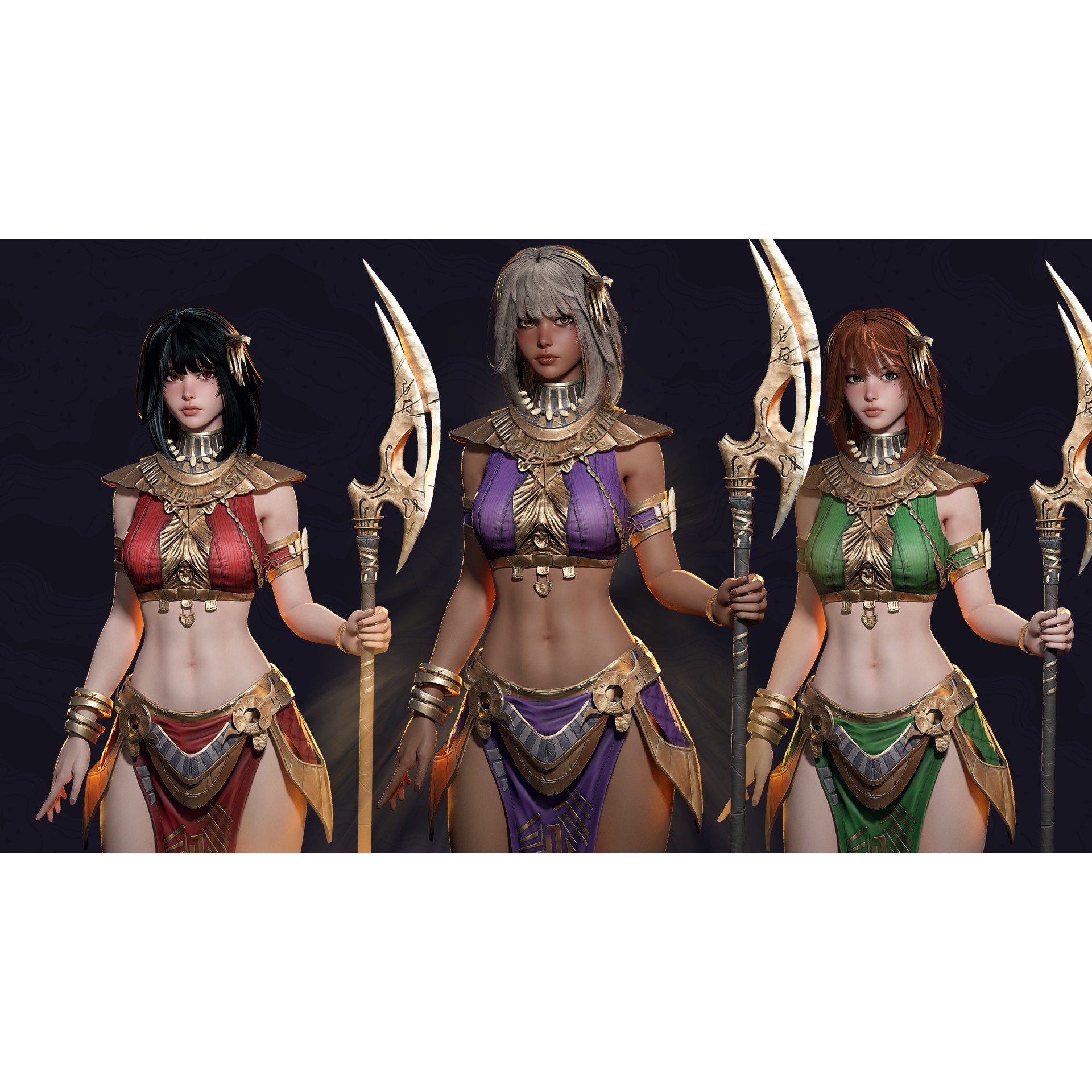 Ancient Girl Zariya - Low-Poly Game-Ready 3D Model - View 7