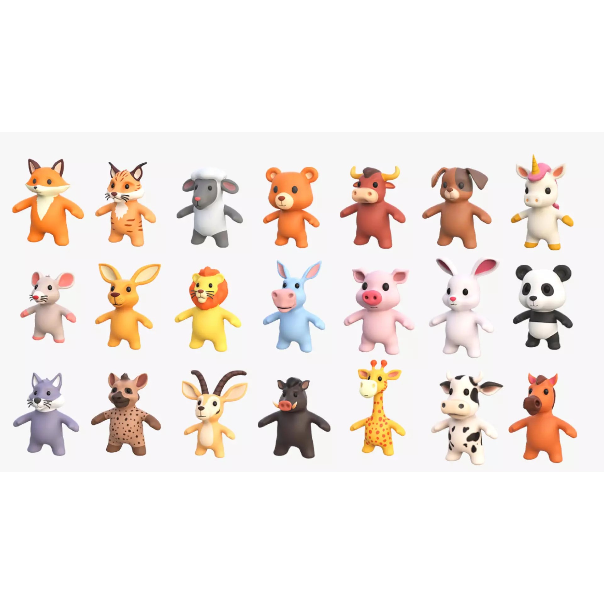 Little Animal Baby 3D Model – Low Poly Animated Pack, FBX, Blender - View 4