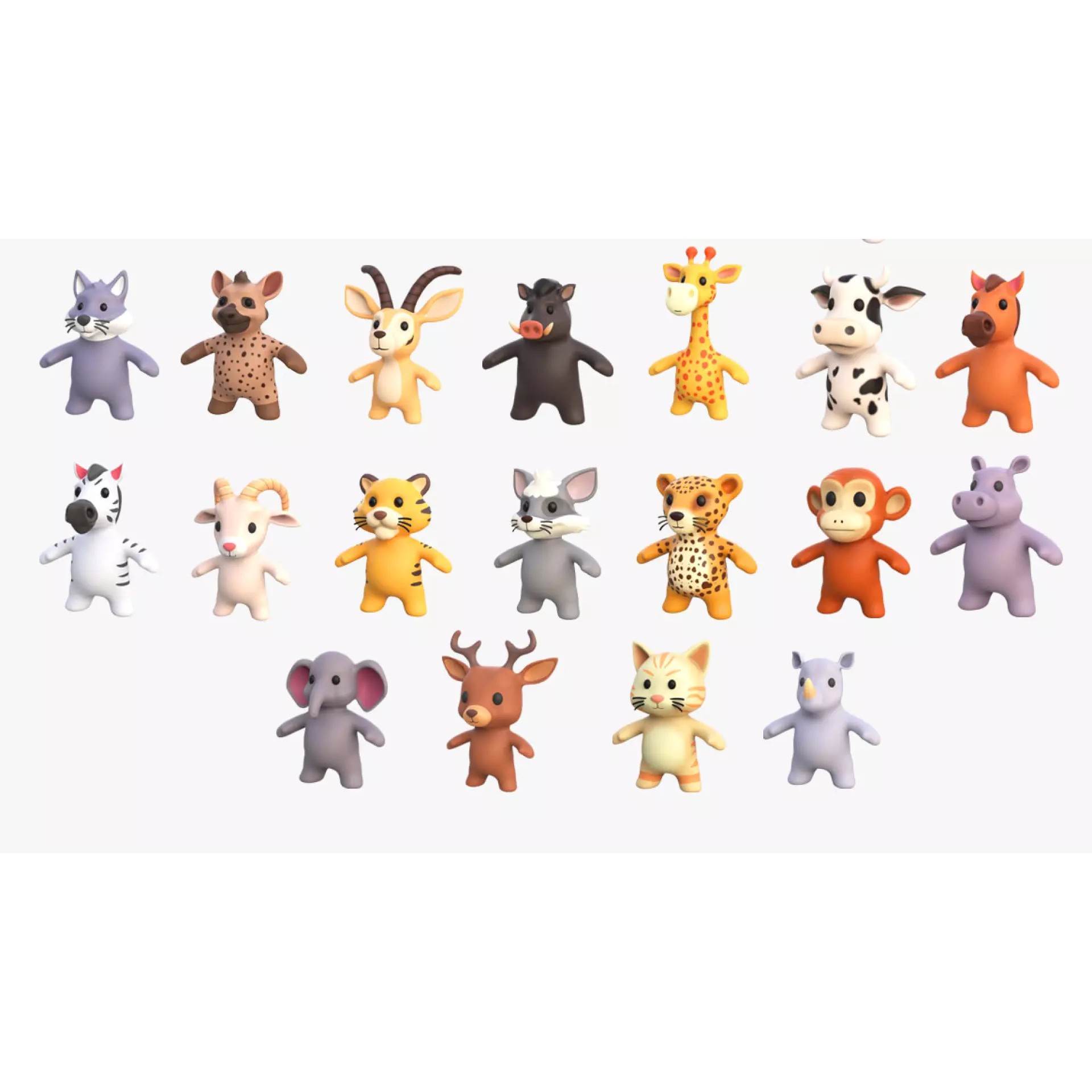 Little Animal Baby 3D Model – Low Poly Animated Pack, FBX, Blender - View 5