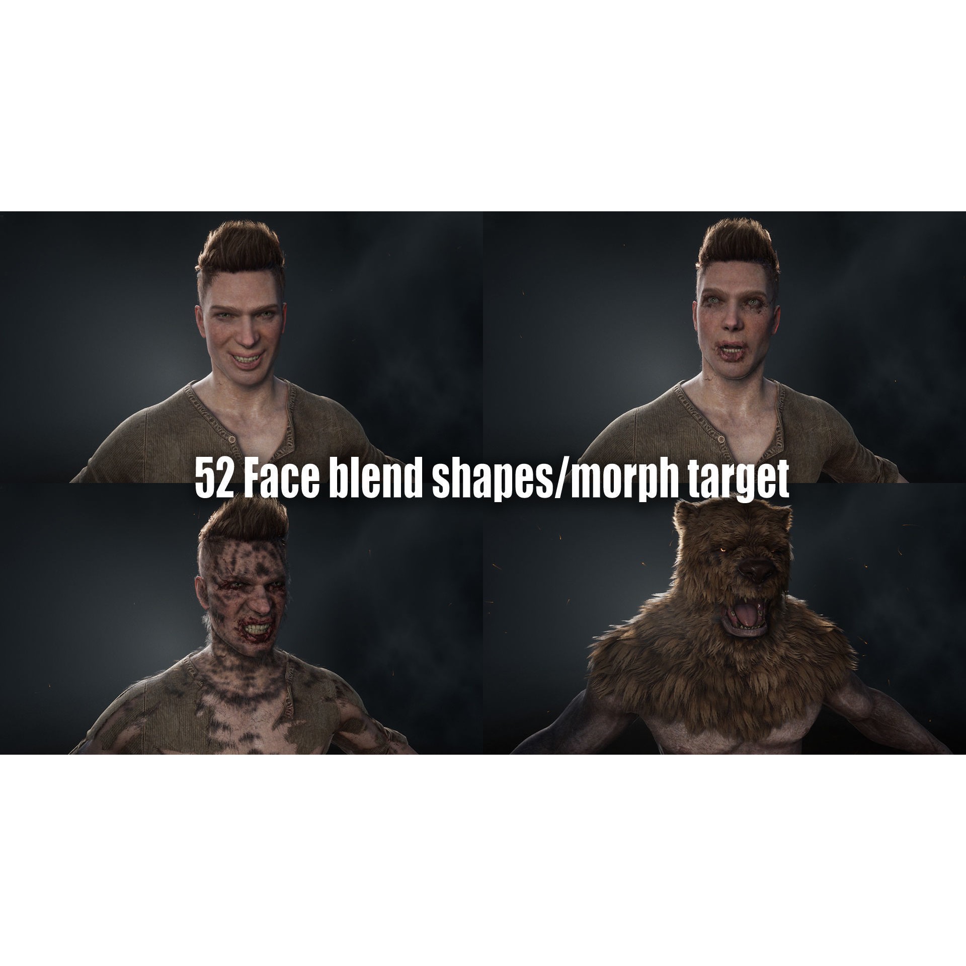 Bear Man 3D Model – Low Poly Game Ready Character with Transformation - View 15